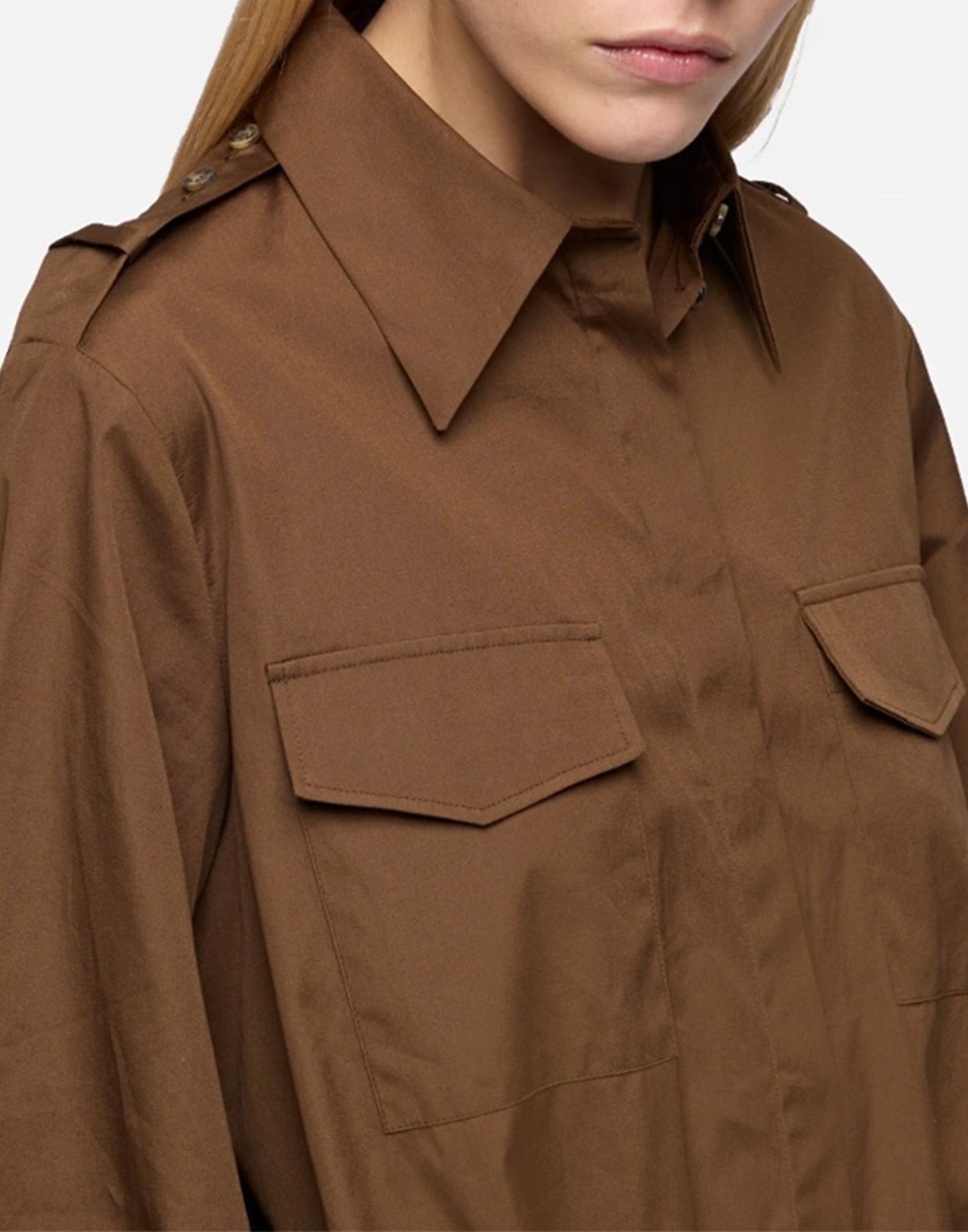 7 FOR ALL MANKIND Mini Abito Utility in Popeline Toffee