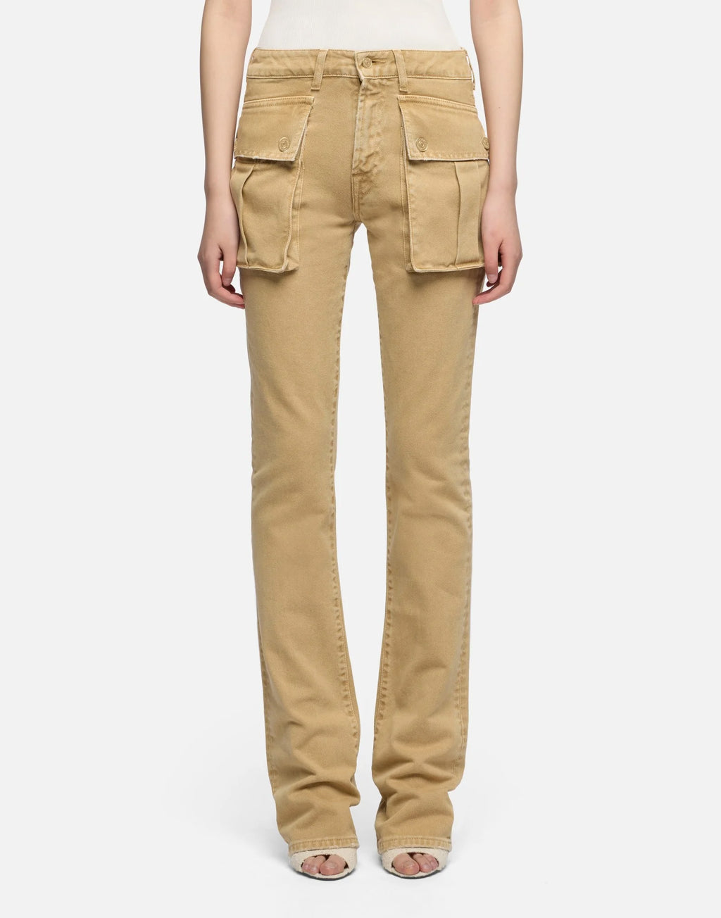 7 FOR ALL MANKIND Cargo Low Skinny Boot Pantaloni in Canvas Beige