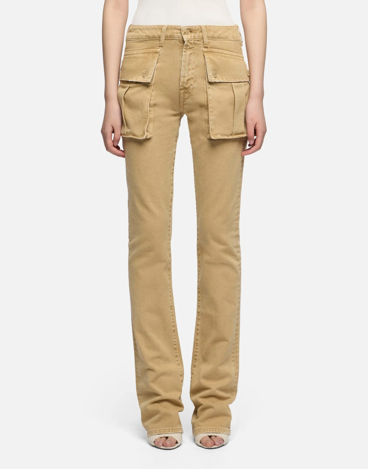 7 FOR ALL MANKIND Cargo Low Skinny Boot Pantaloni in Canvas Beige