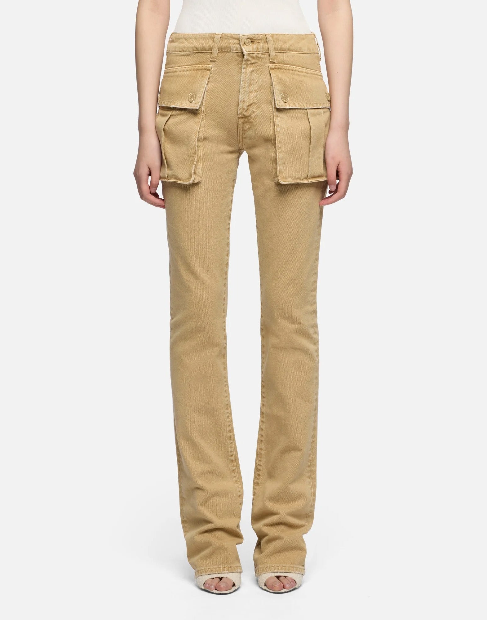 7 FOR ALL MANKIND Cargo Low Skinny Boot Pantaloni in Canvas Beige
