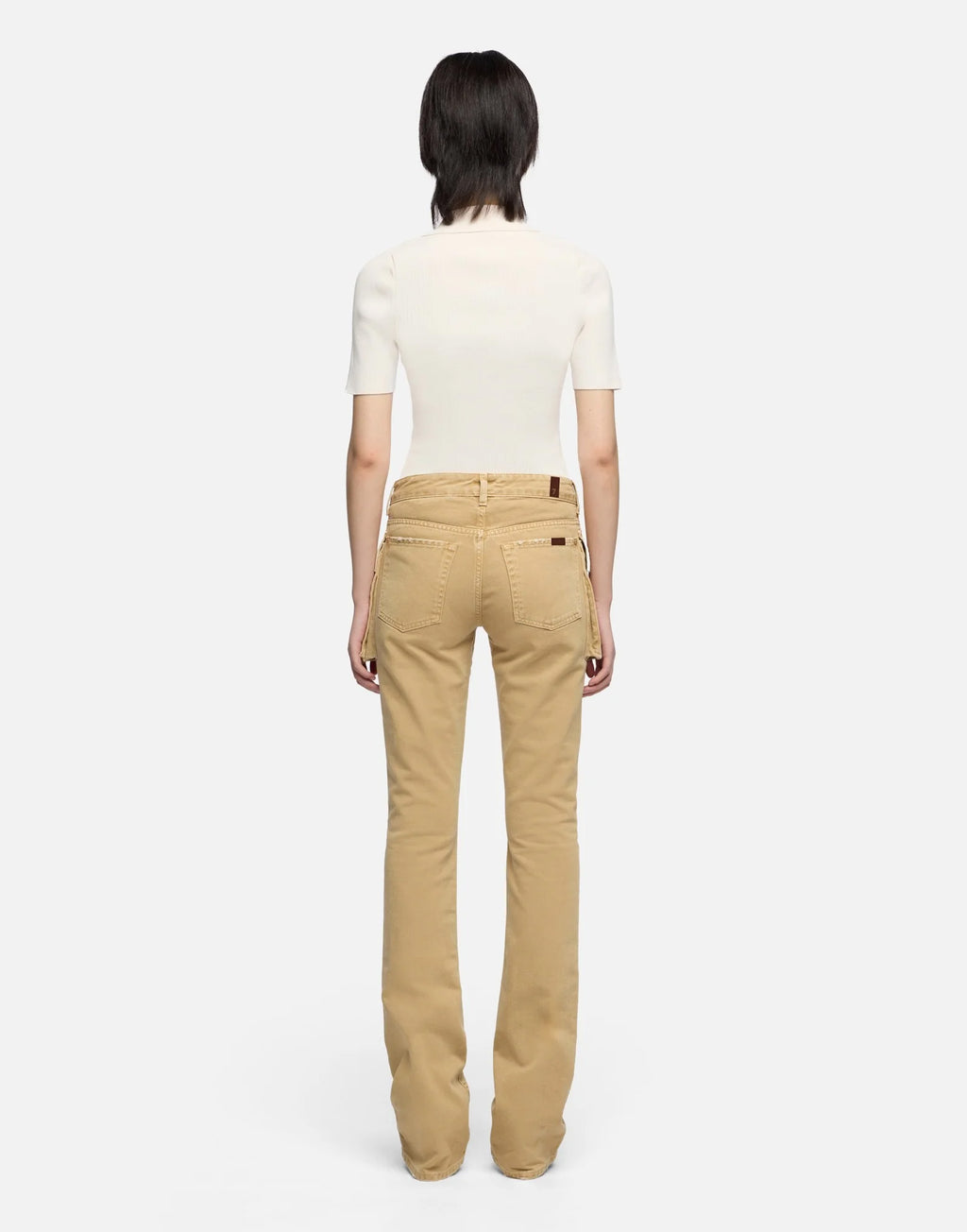 7 FOR ALL MANKIND Cargo Low Skinny Boot Pantaloni in Canvas Beige