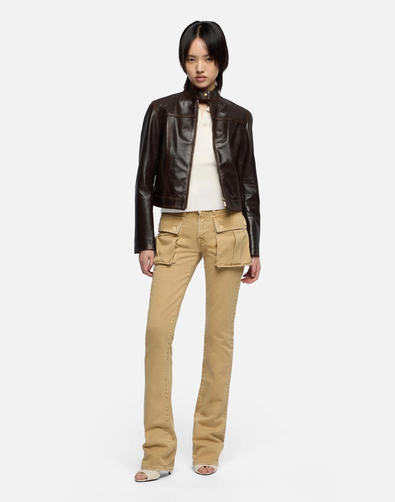 7 FOR ALL MANKIND Cargo Low Skinny Boot Pantaloni in Canvas Beige