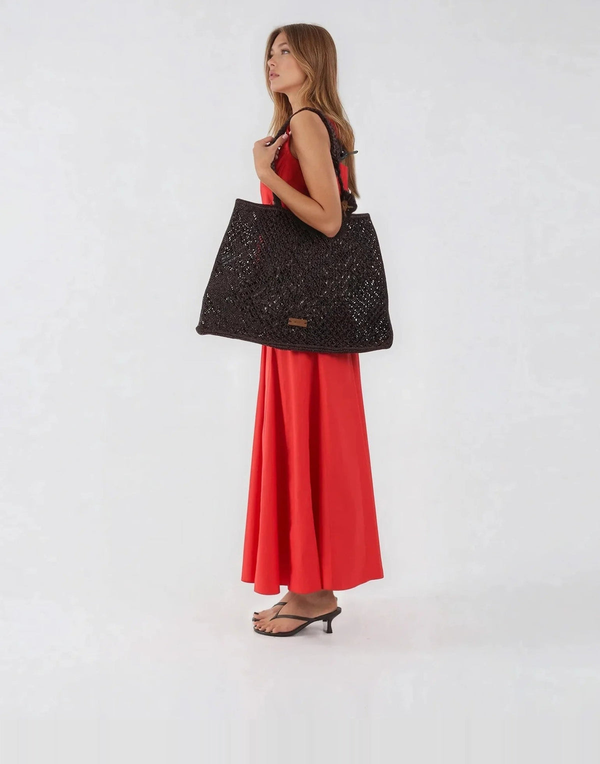 AFAR Borsa Shopper Birgit in Rafia Ebony