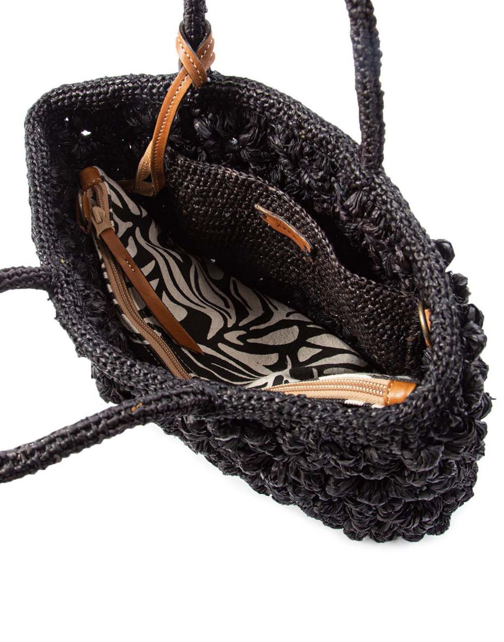 AFAR Borsa Flower Small in Rafia Nera