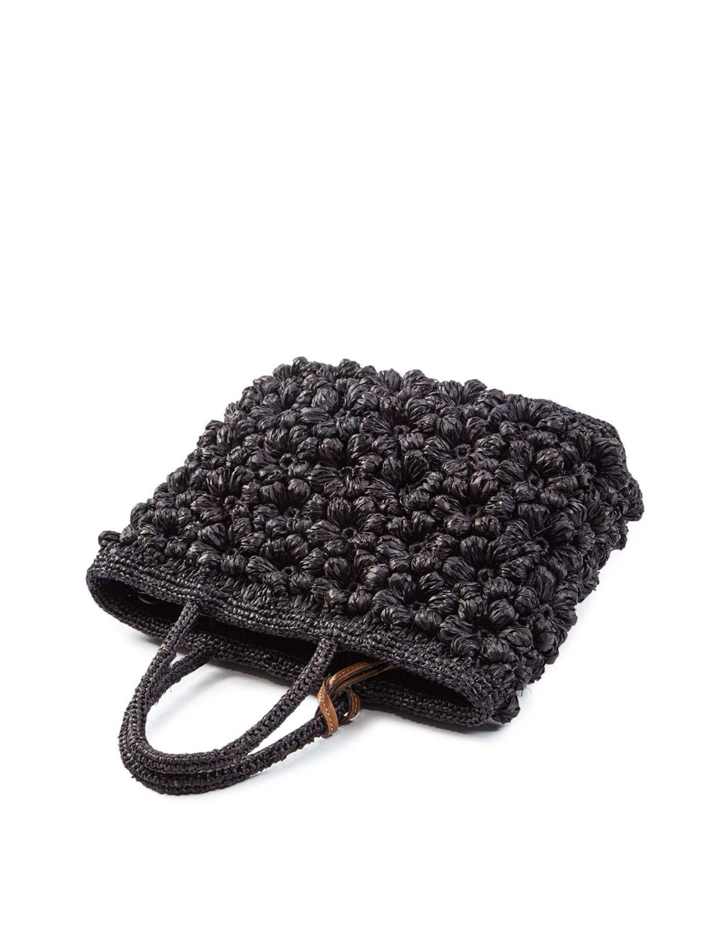 AFAR Borsa Flower Small in Rafia Nera