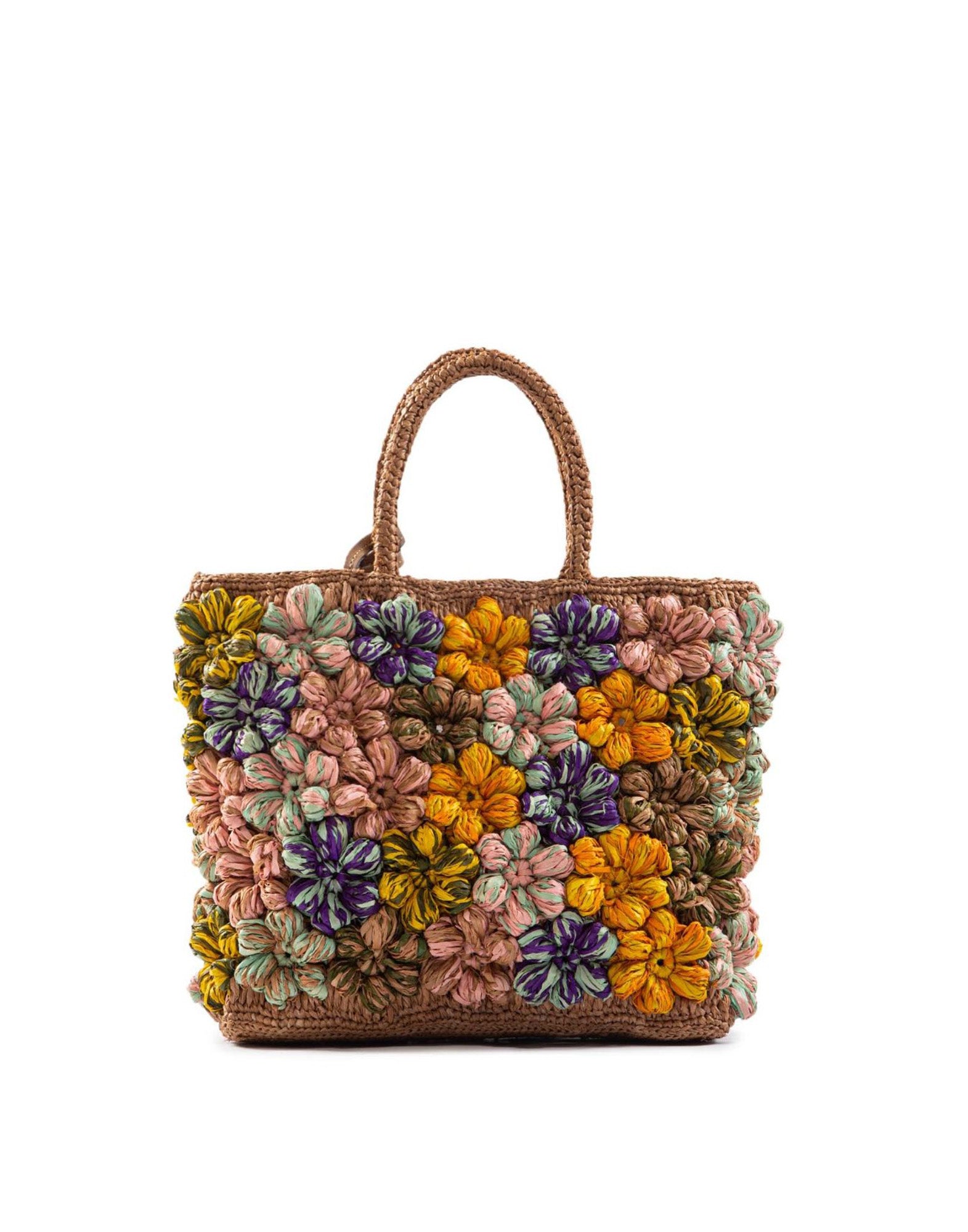 AFAR Borsa Flower Small in Rafia Multicolor