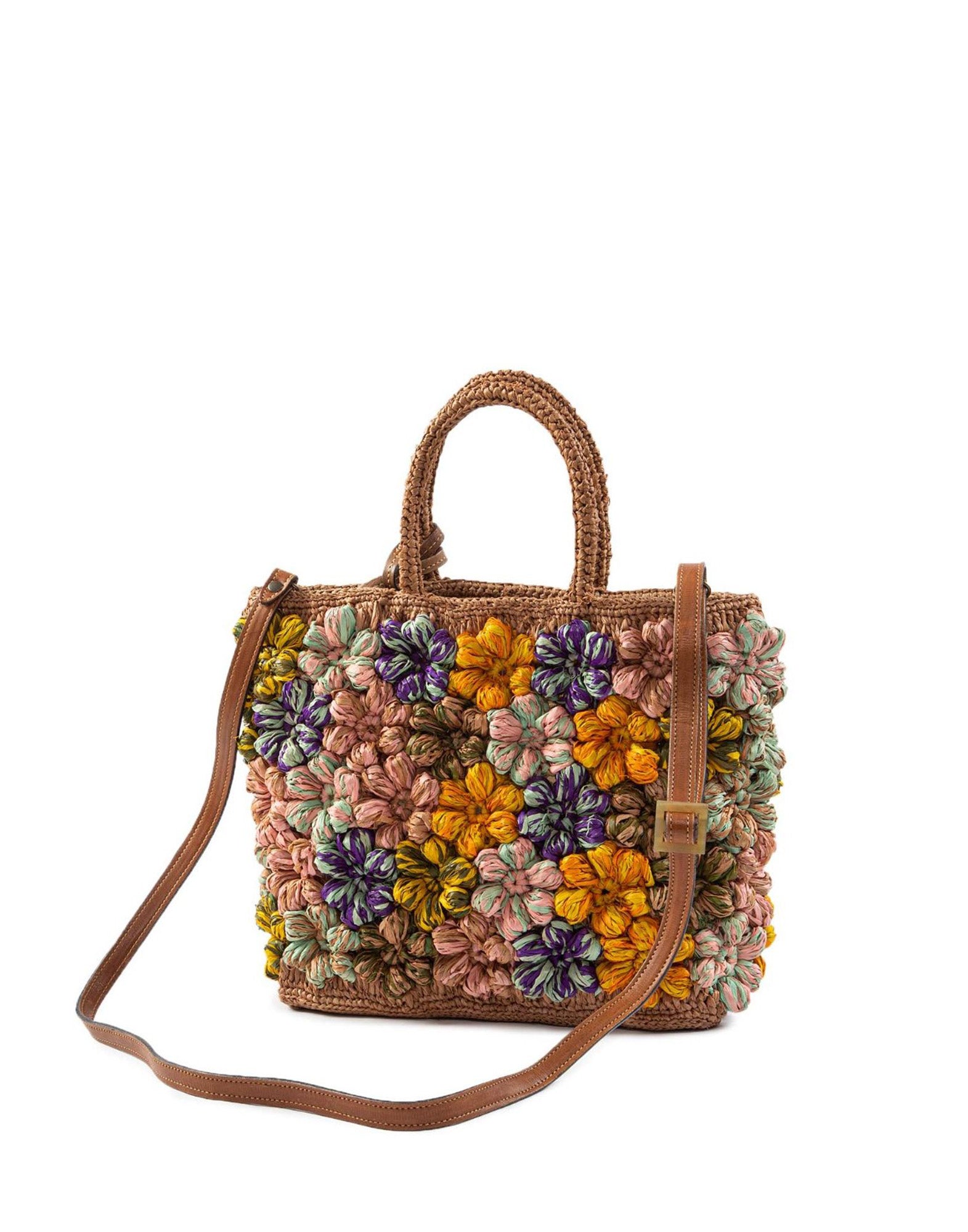 AFAR Borsa Flower Small in Rafia Multicolor