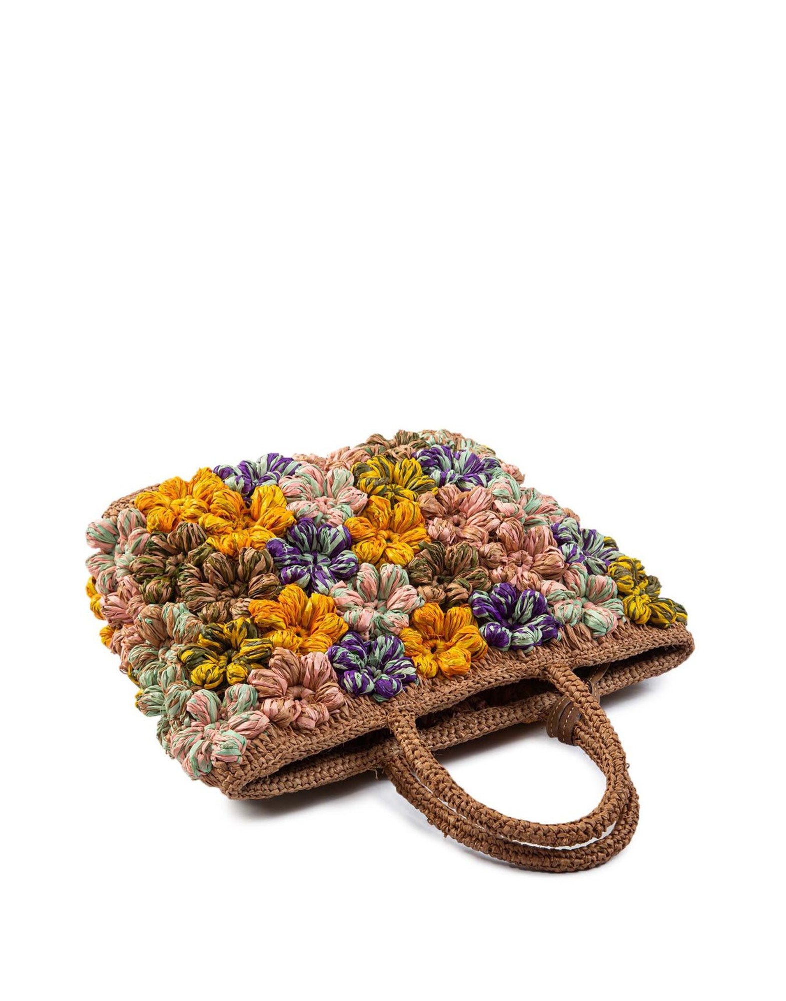 AFAR Borsa Flower Small in Rafia Multicolor