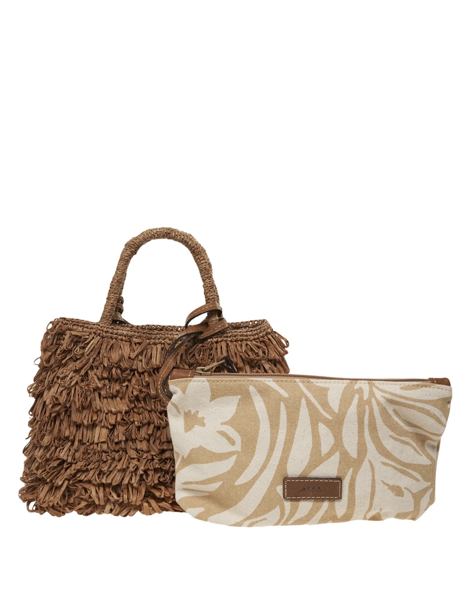 AFAR Borsa Keisha Small in Rafia Cognac