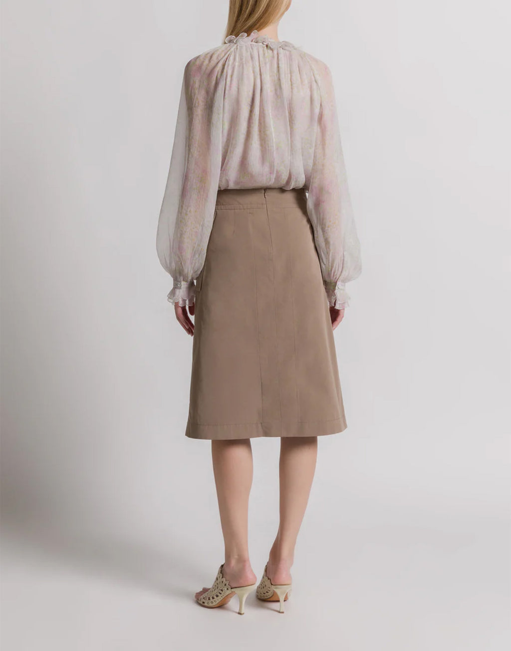 ALBERTA FERRETTI Gonna Midi in Cotone Utility Beige