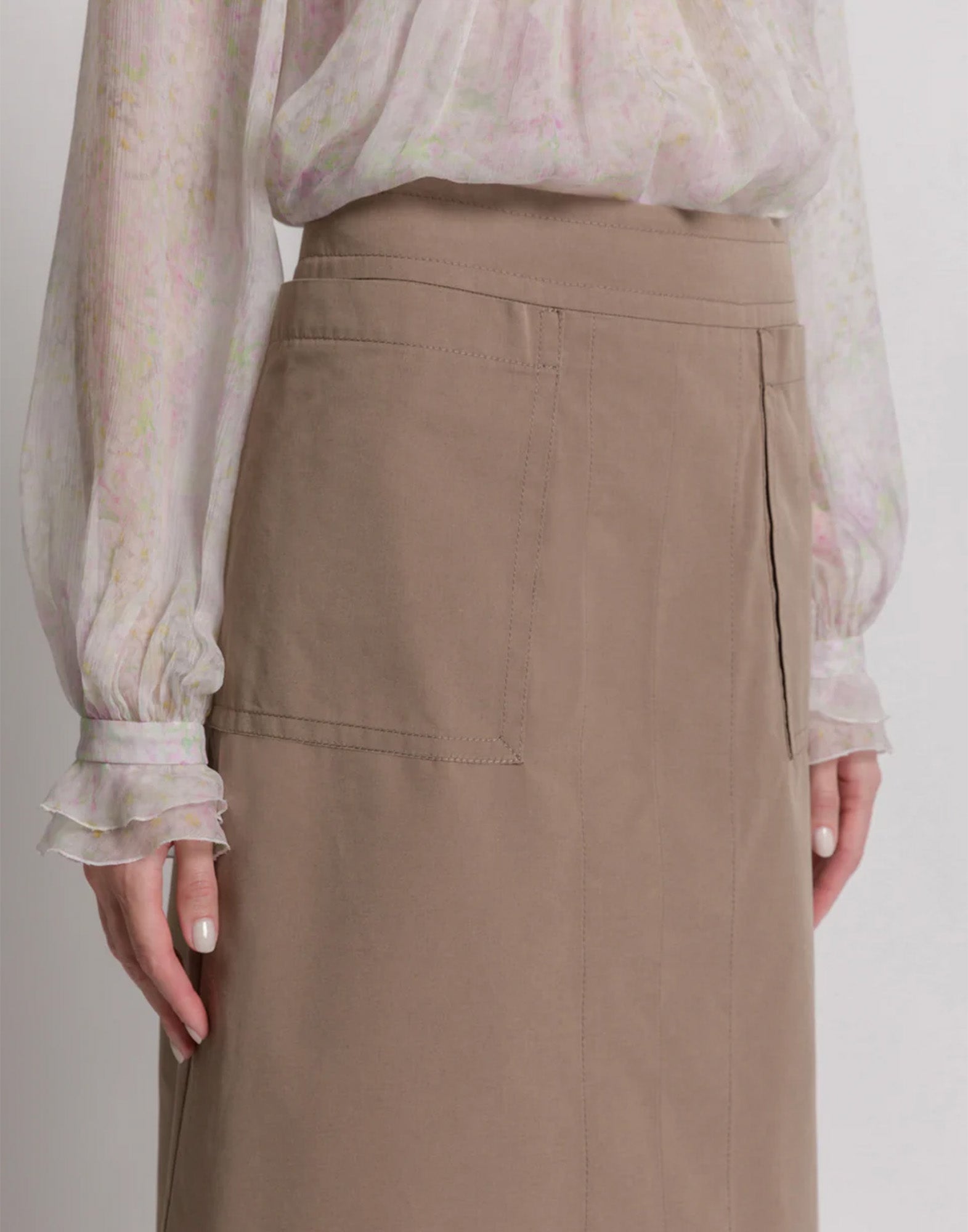 ALBERTA FERRETTI Gonna Midi in Cotone Utility Beige