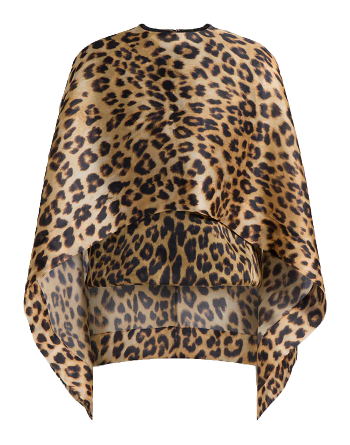 ALBERTA FERRETTI Top Cappa in Organza di Seta Leopardata