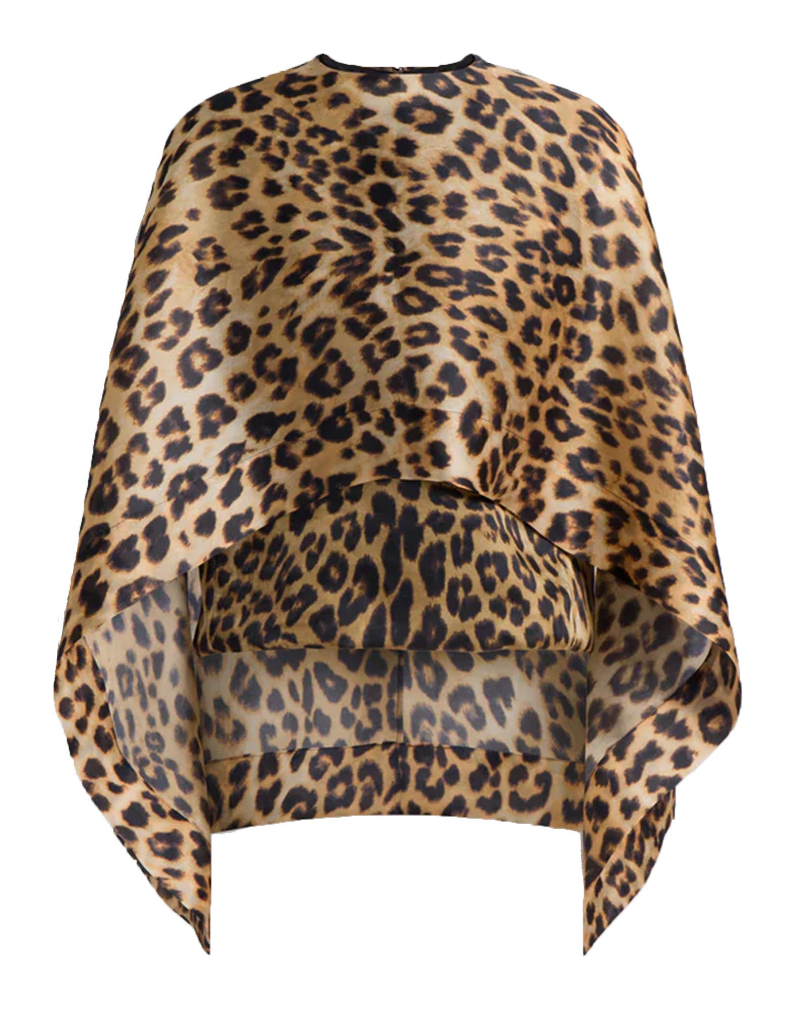 ALBERTA FERRETTI Top Cappa in Organza di Seta Leopardata
