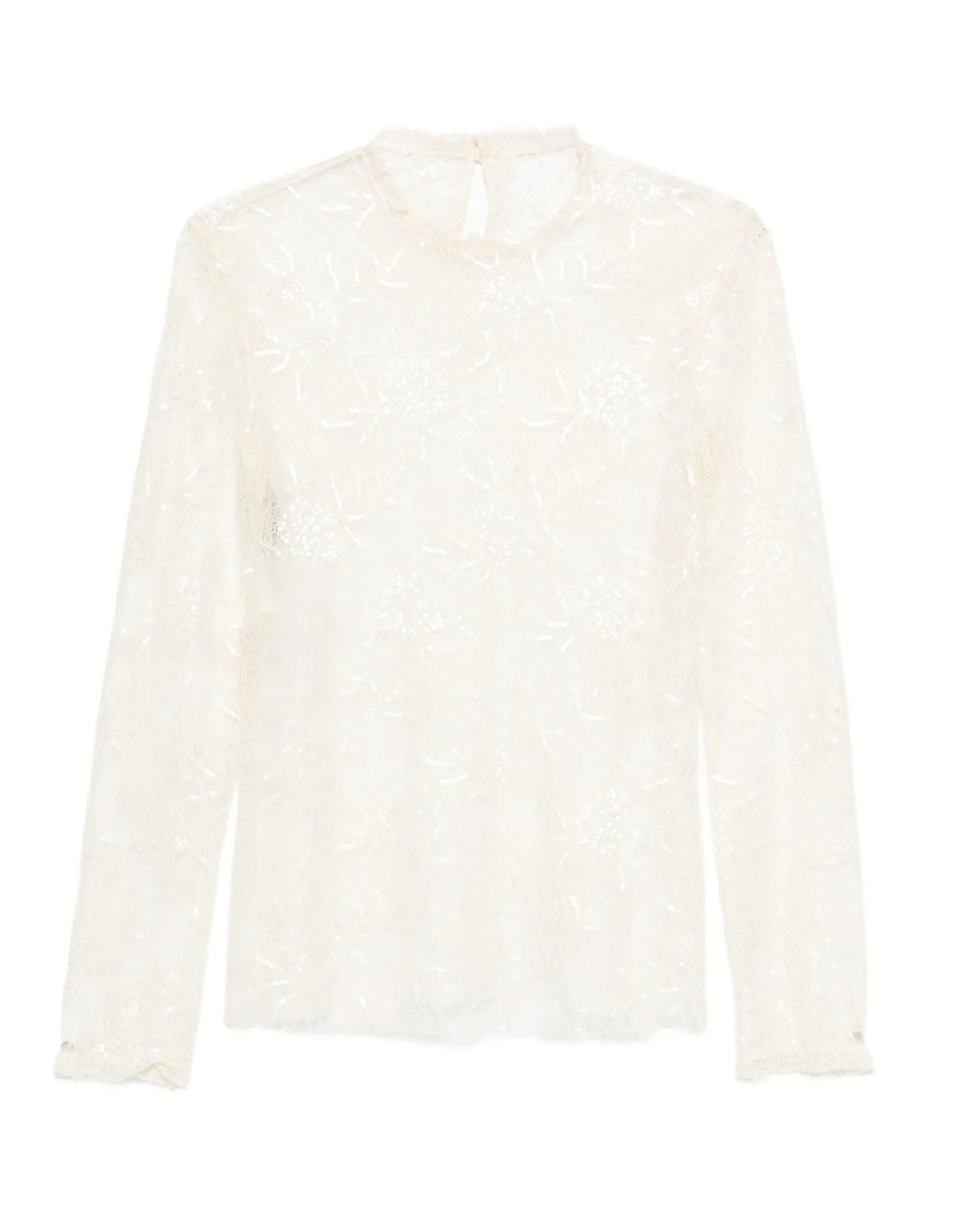 ALBERTA FERRETTI Blusa in Pizzo Avorio con Ricamo Pailettes