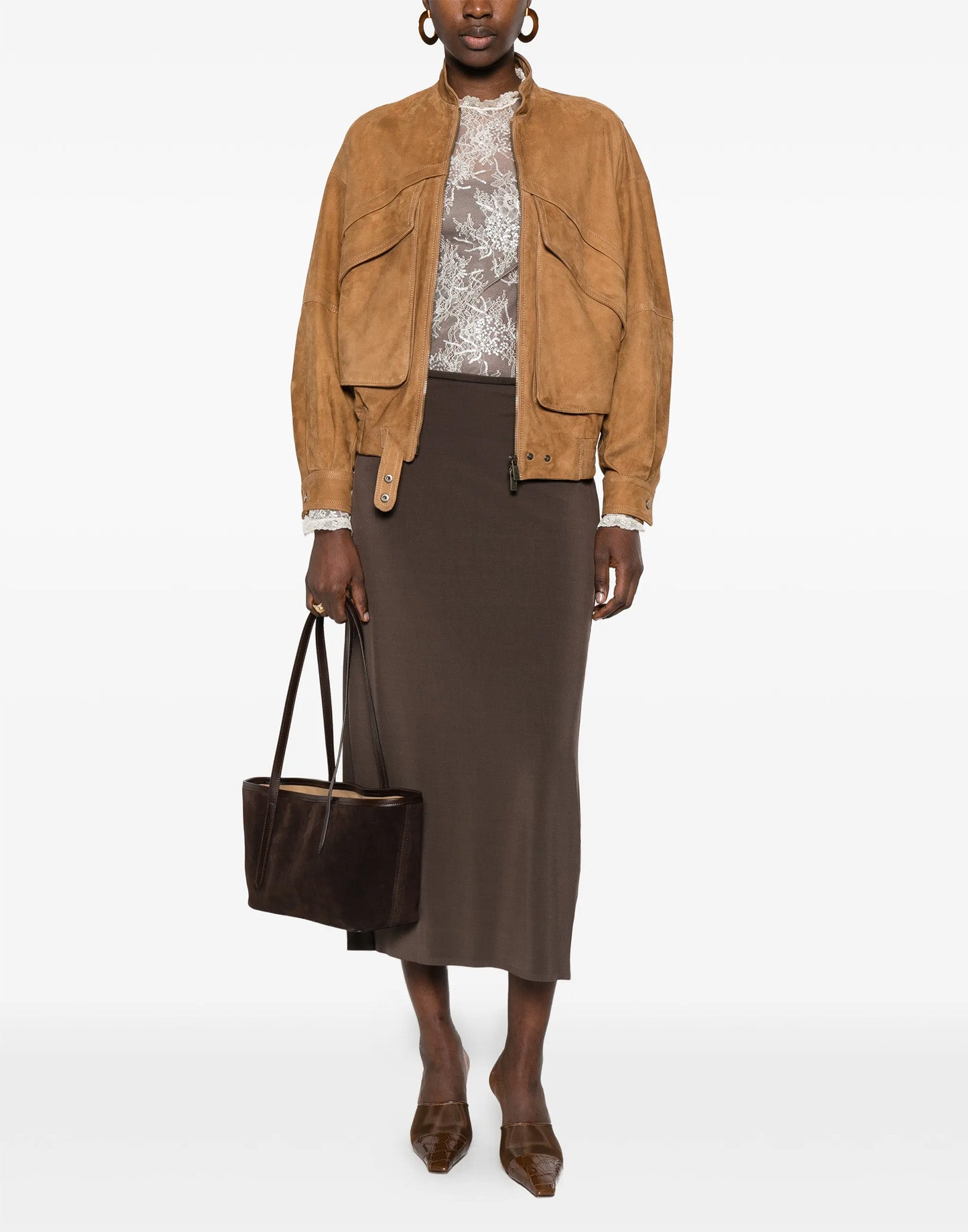 ALBERTA FERRETTI Blusa in Pizzo Avorio con Ricamo Pailettes