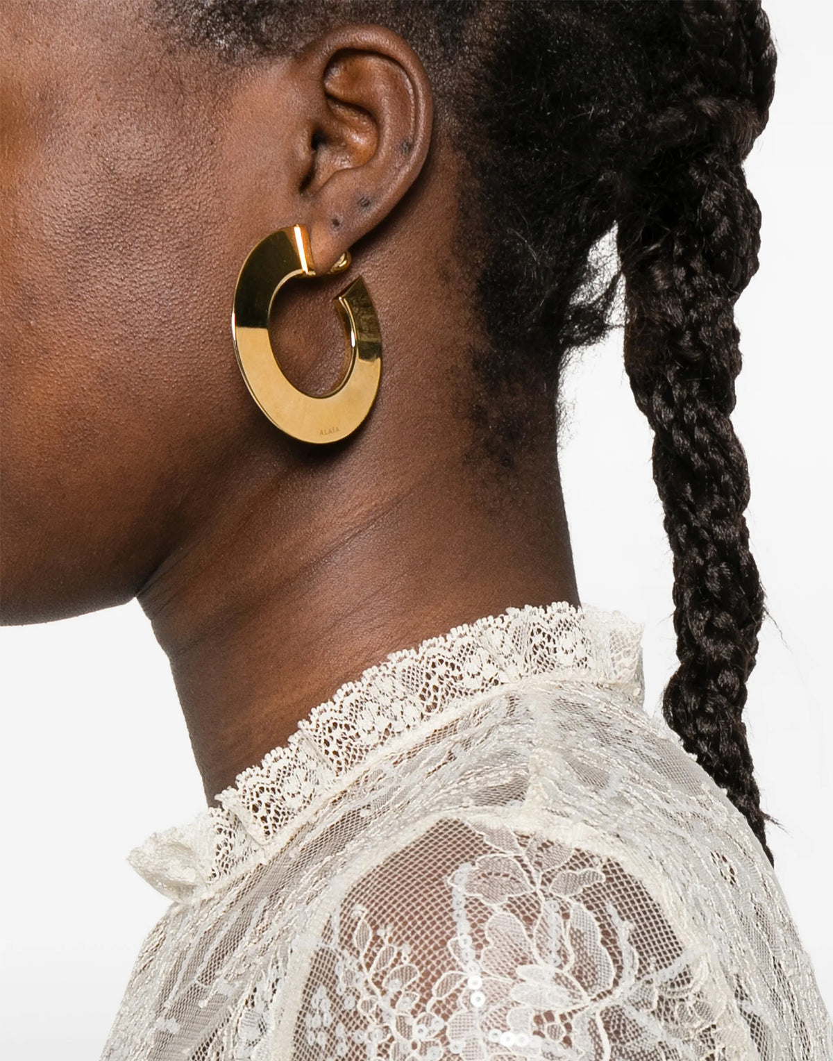 ALBERTA FERRETTI Blouse en dentelle ivoire brodée de sequins
