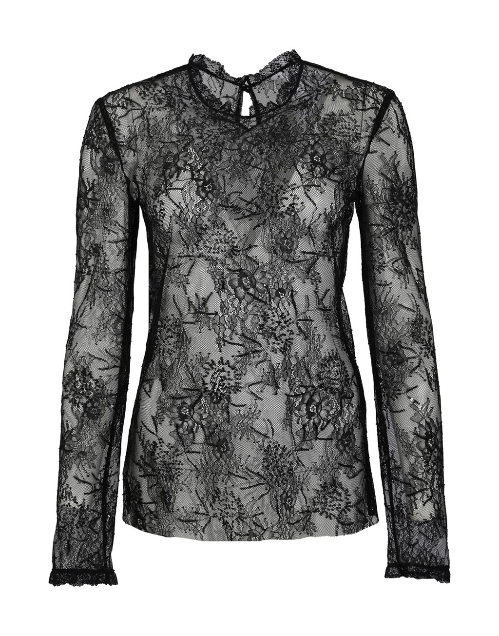 ALBERTA FERRETTI Blusa in Pizzo Nero con Ricamo Pailettes