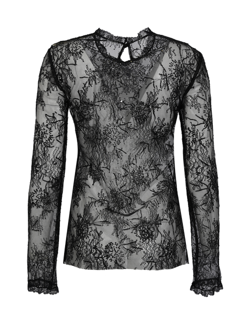 ALBERTA FERRETTI Blouse en dentelle noire avec broderie à paillettes