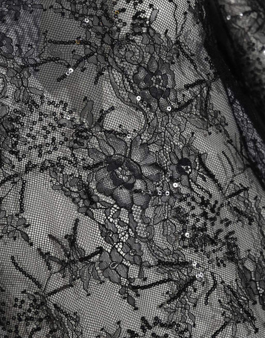 ALBERTA FERRETTI Blusa in Pizzo Nero con Ricamo Pailettes