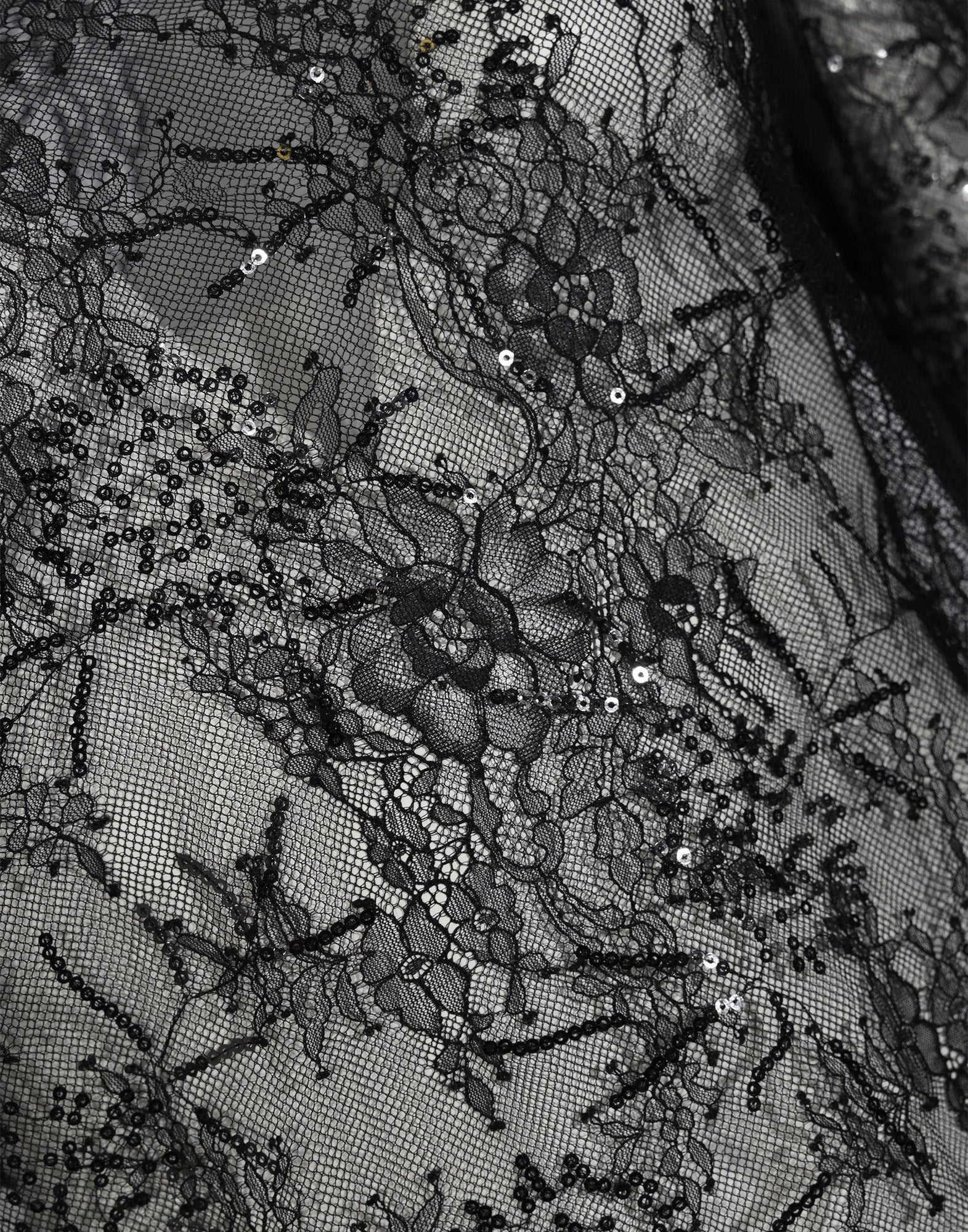 ALBERTA FERRETTI Blusa in Pizzo Nero con Ricamo Pailettes