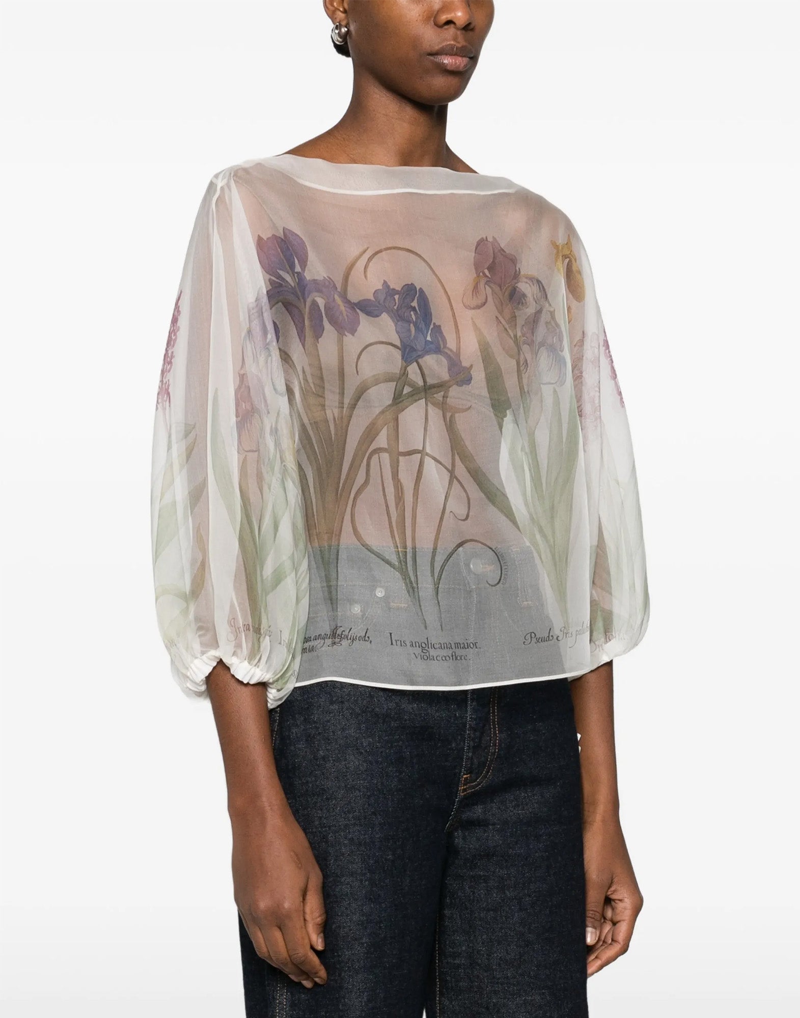 ALBERTA FERRETTI Blusa in Organza di Seta con Stampa Floreale