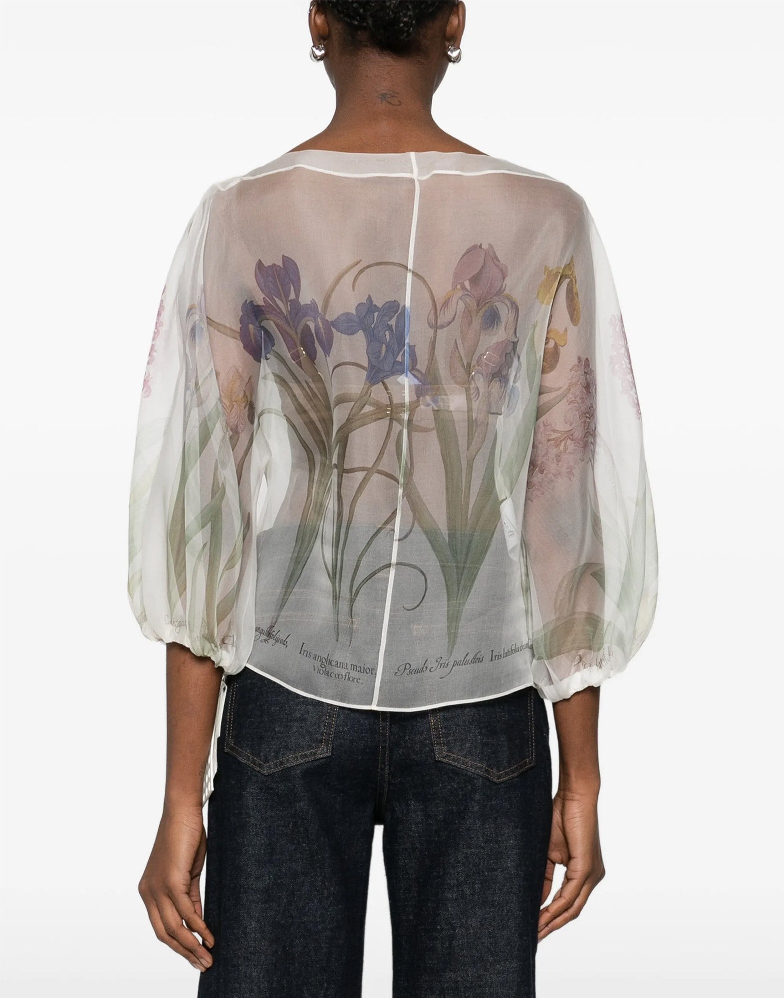 ALBERTA FERRETTI Blusa in Organza di Seta con Stampa Floreale