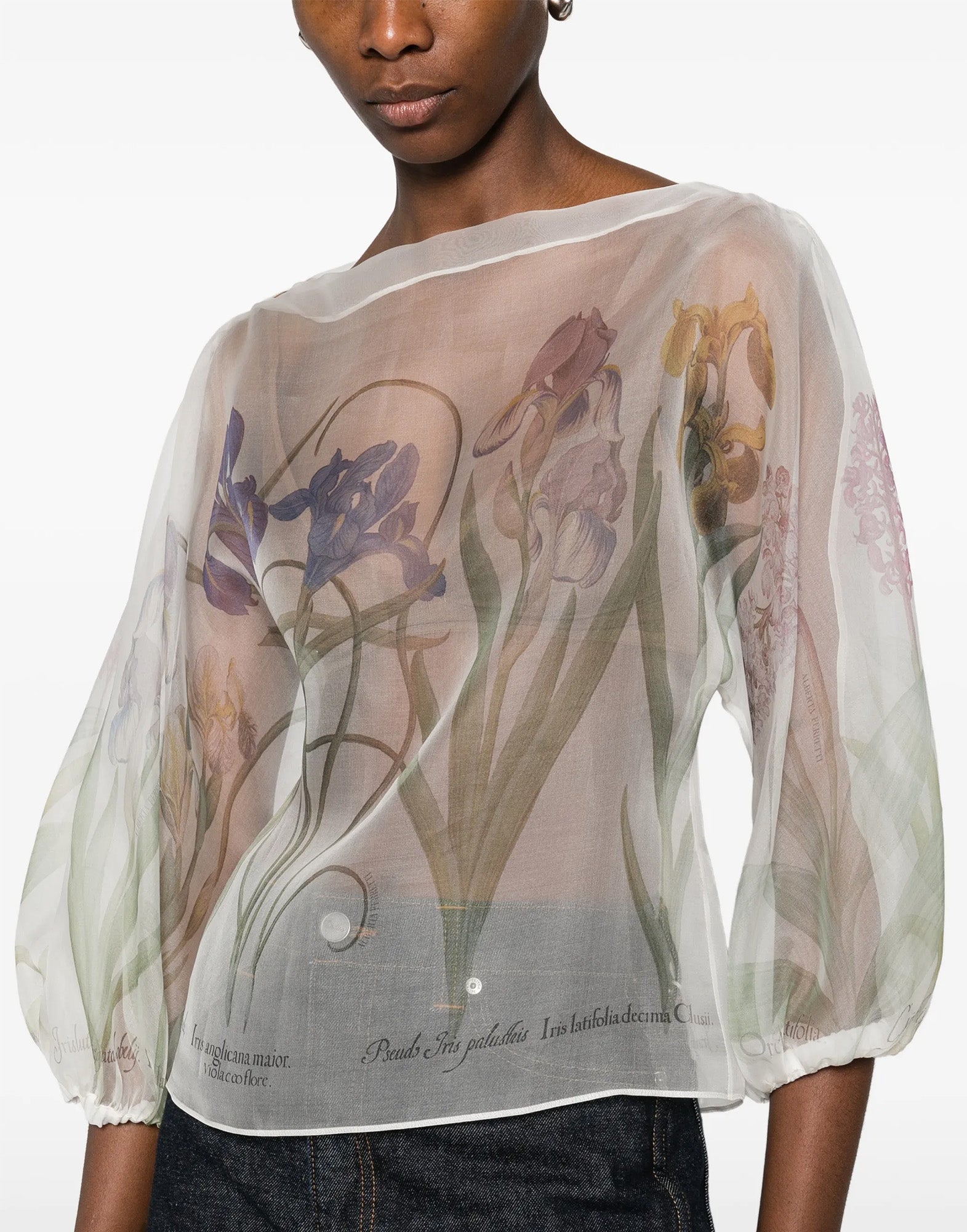 ALBERTA FERRETTI Blusa in Organza di Seta con Stampa Floreale