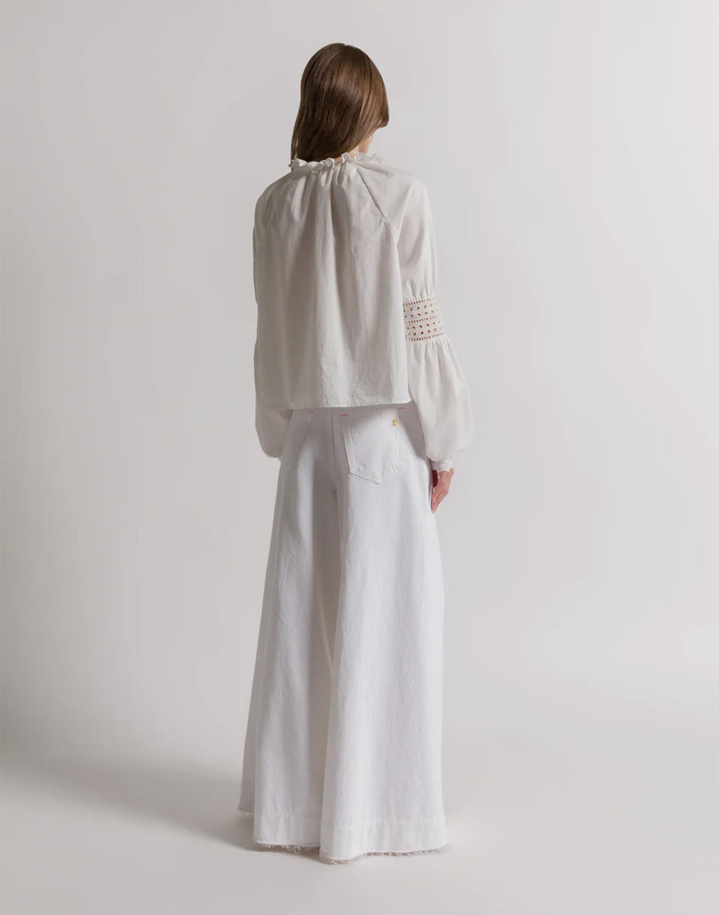 ALBERTA FERRETTI Pantaloni in Denim a Gamba Larga Bianchi