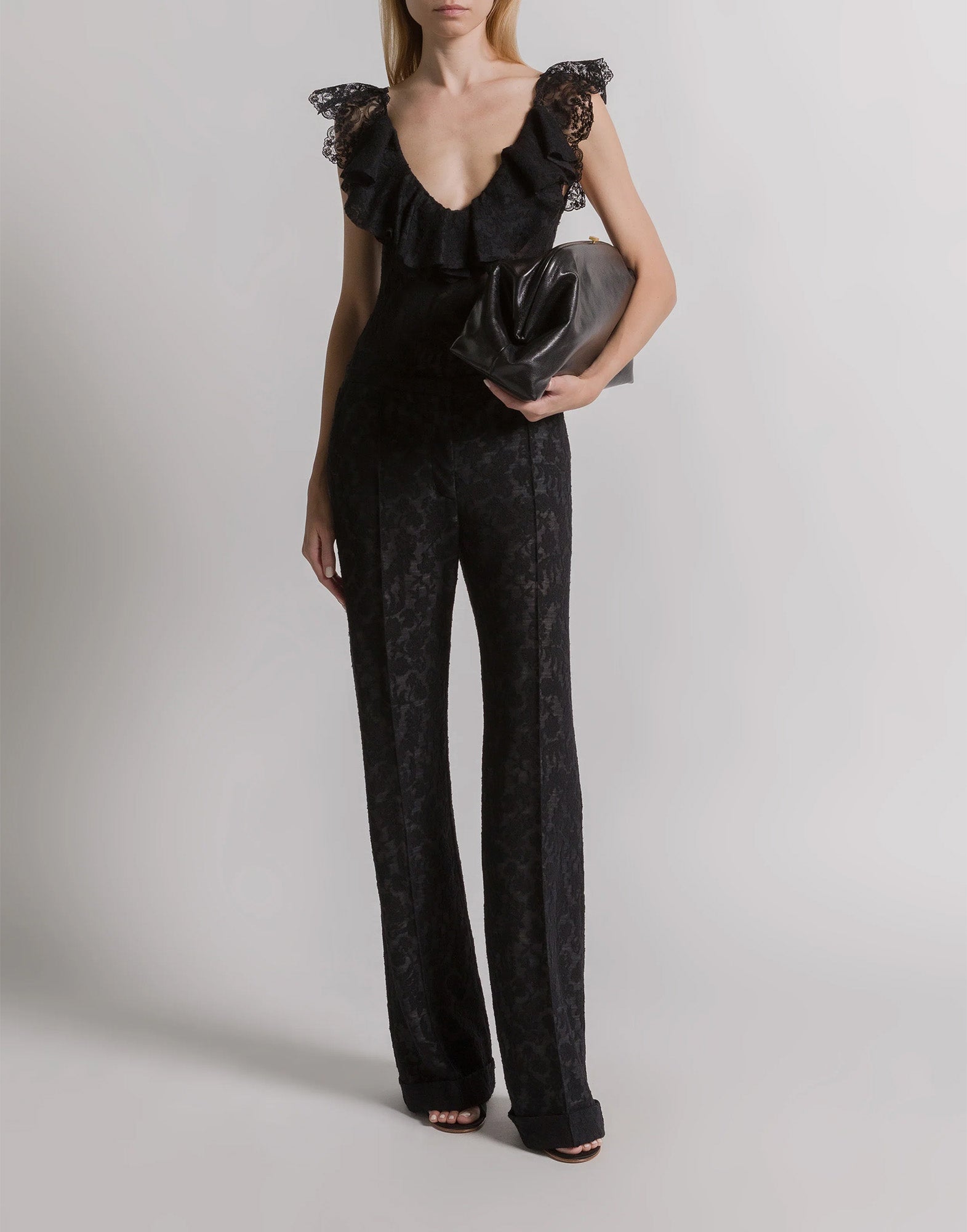 ALBERTA FERRETTI Pantaloni in Pizzo di Lana Neri