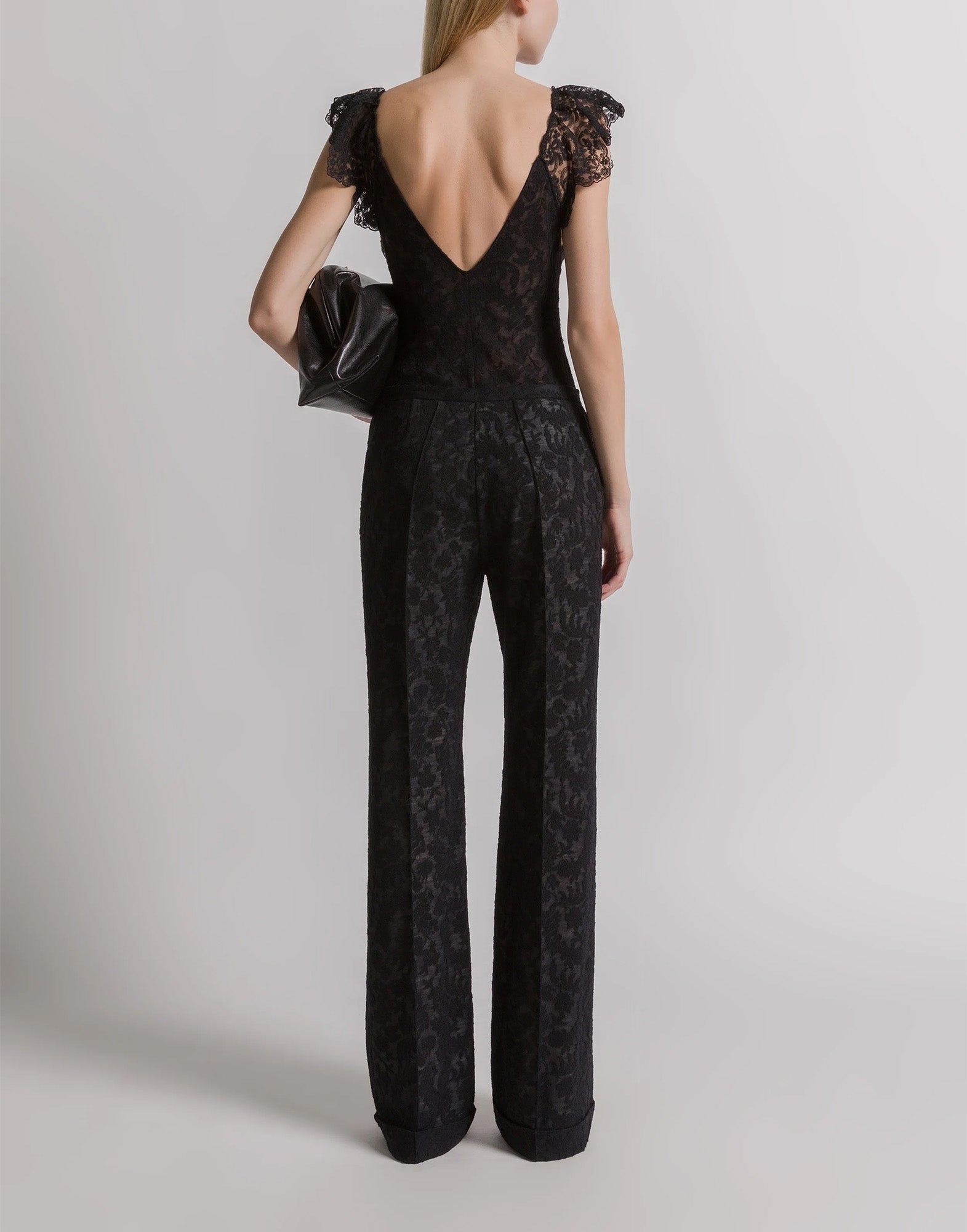 ALBERTA FERRETTI Pantaloni in Pizzo di Lana Neri