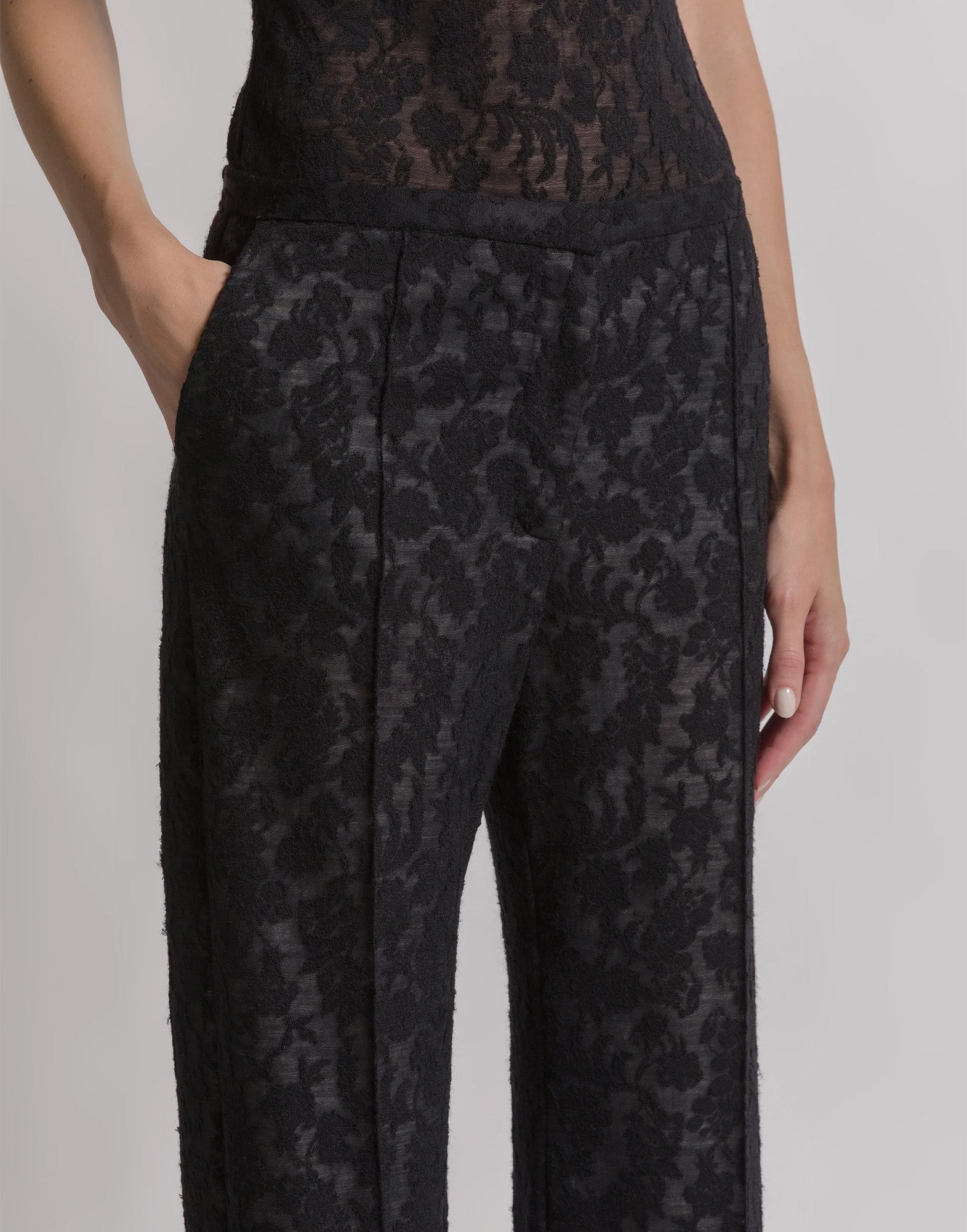 ALBERTA FERRETTI Pantaloni in Pizzo di Lana Neri