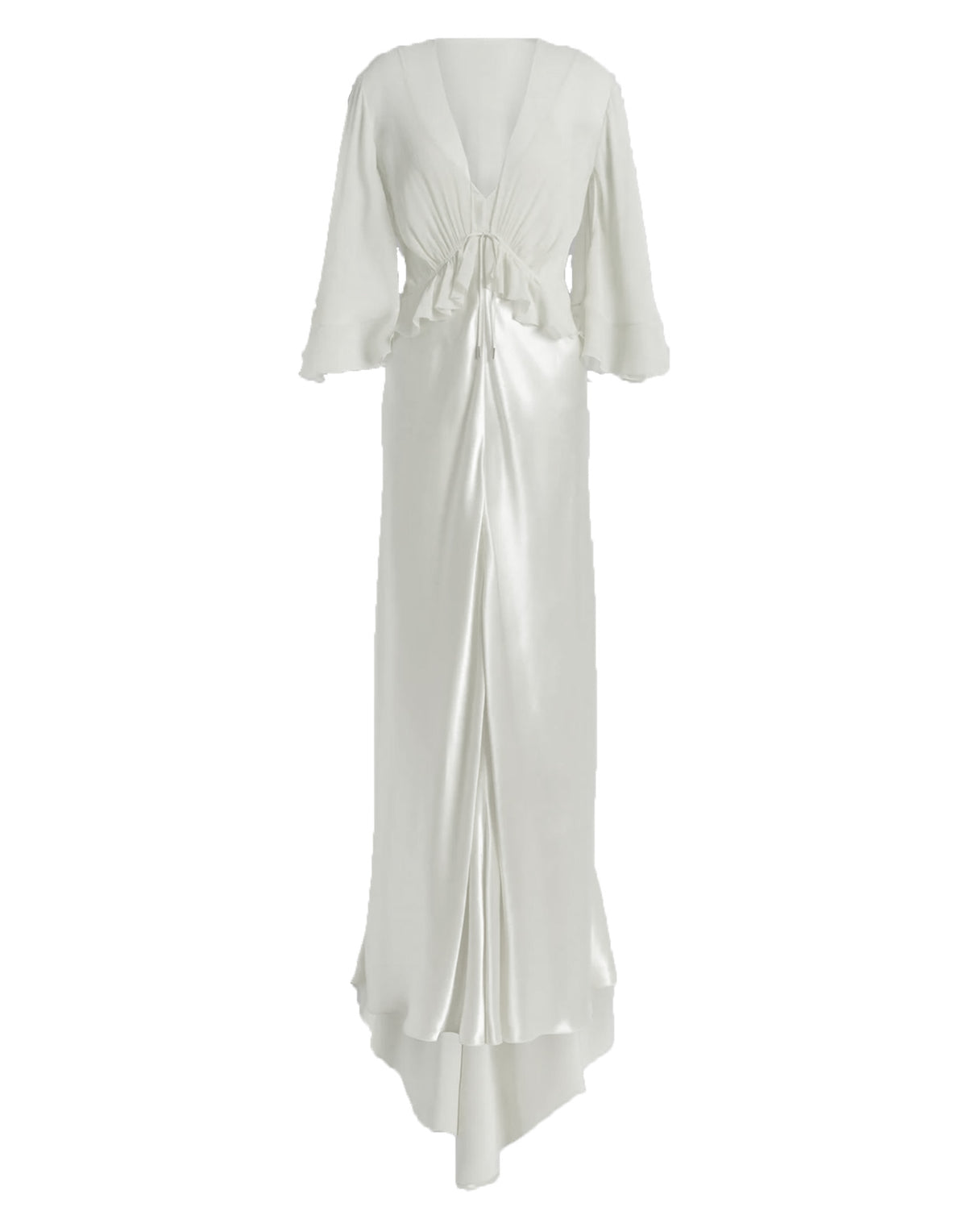 ALBERTA FERRETTI Abito Lungo in Raso Lucido con Mantella Bianco