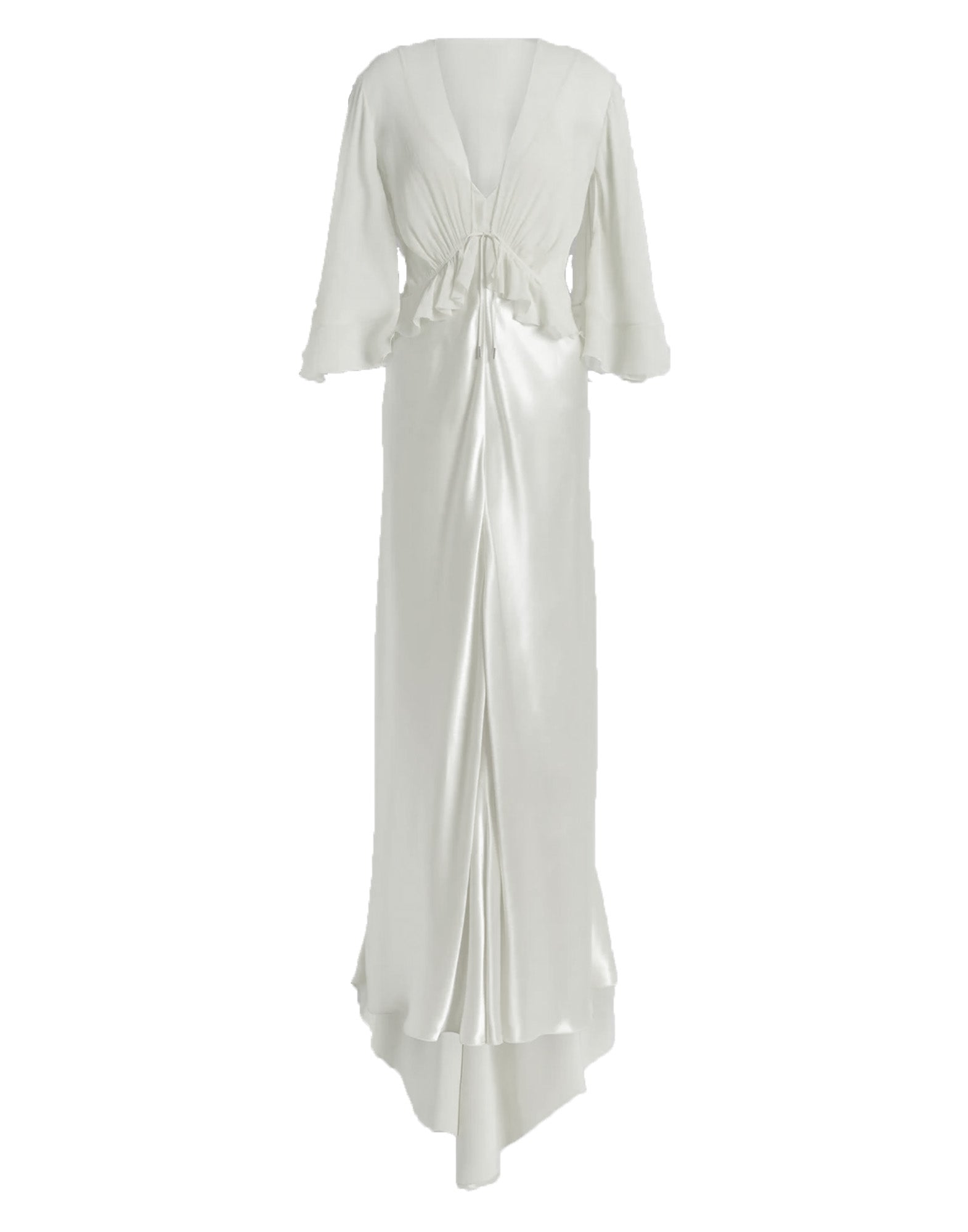 ALBERTA FERRETTI Abito Lungo in Raso Lucido con Mantella Bianco