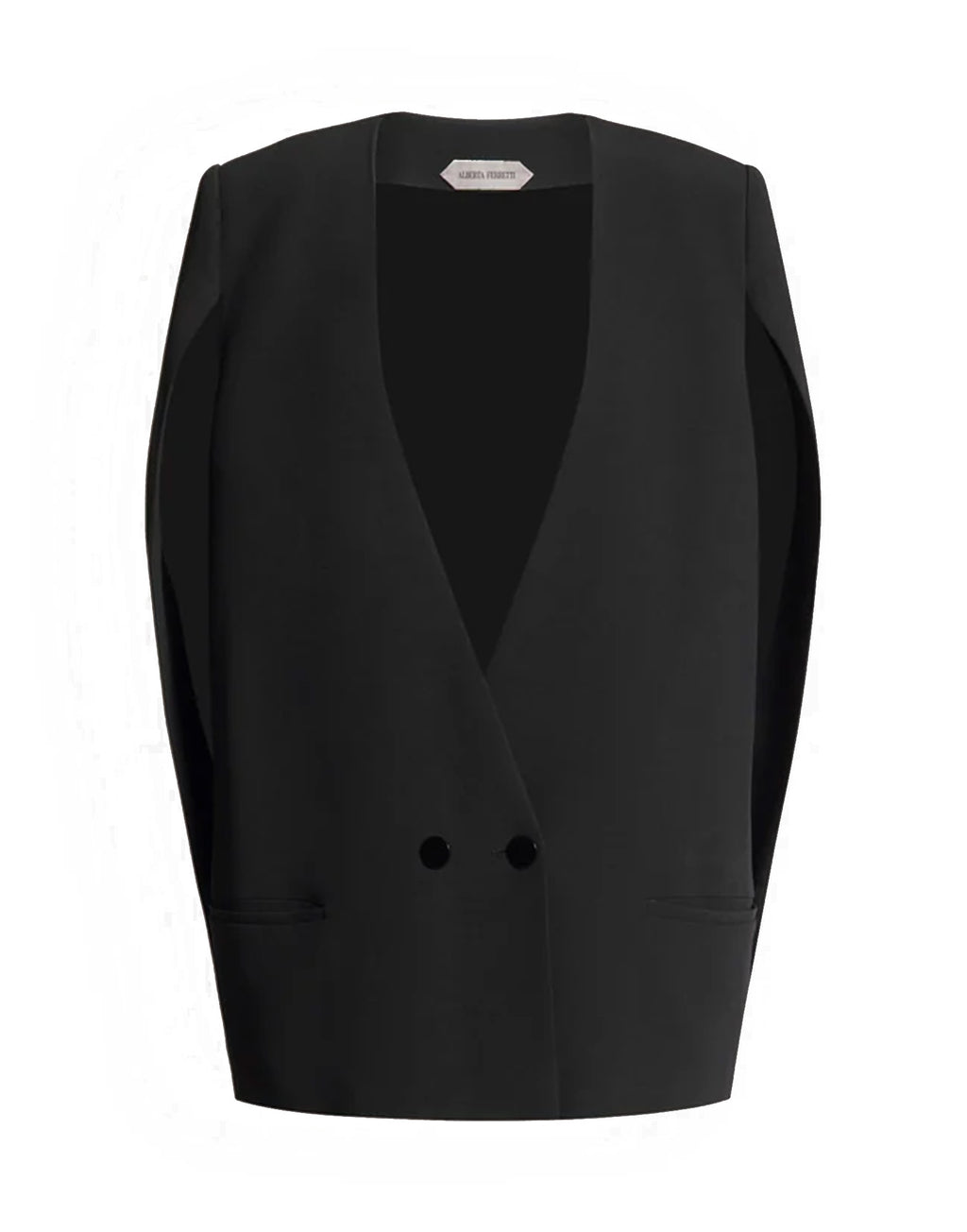 ALBERTA FERRETTI Giacca in Cady con Maniche a Mantella Nera