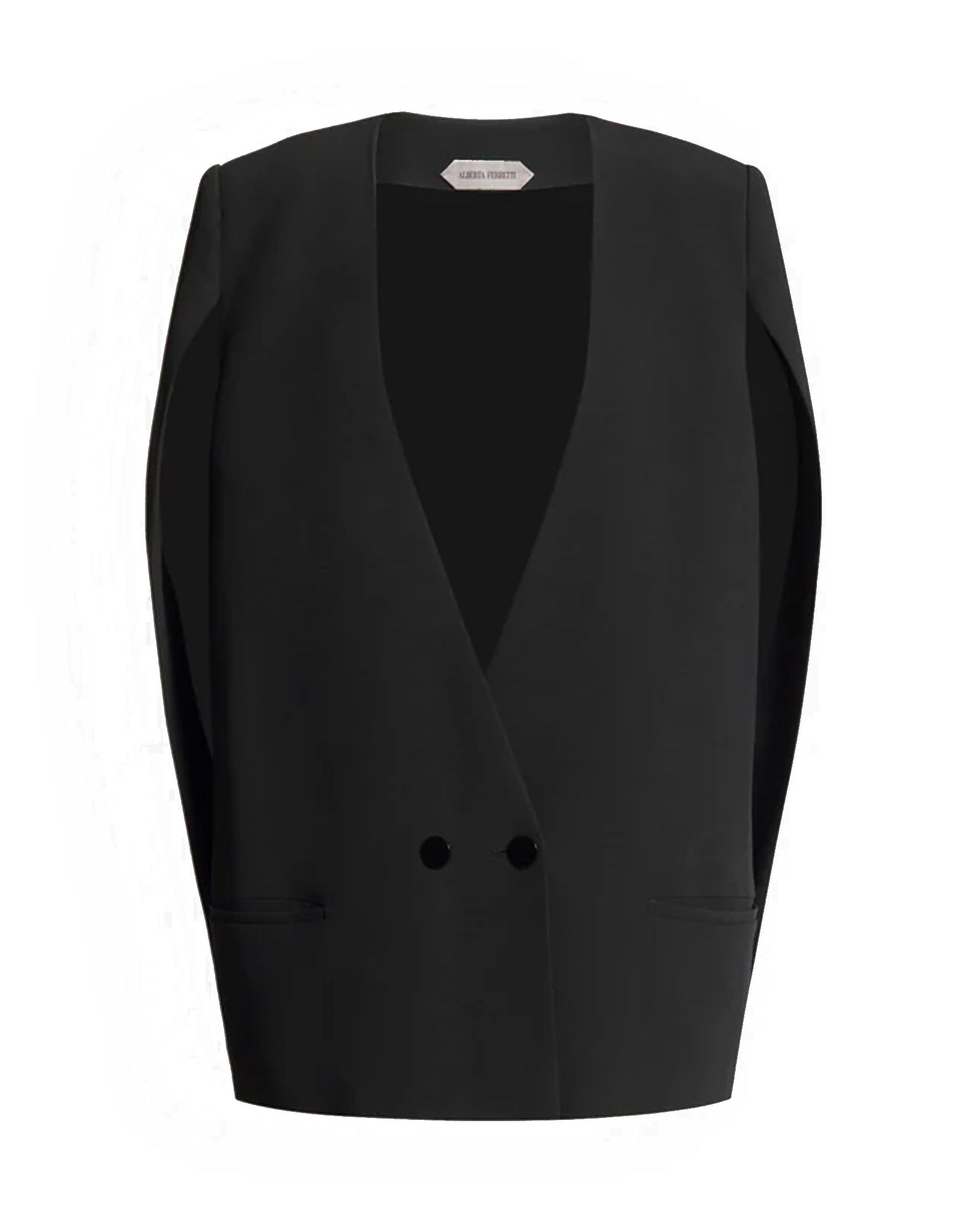 ALBERTA FERRETTI Giacca in Cady con Maniche a Mantella Nera