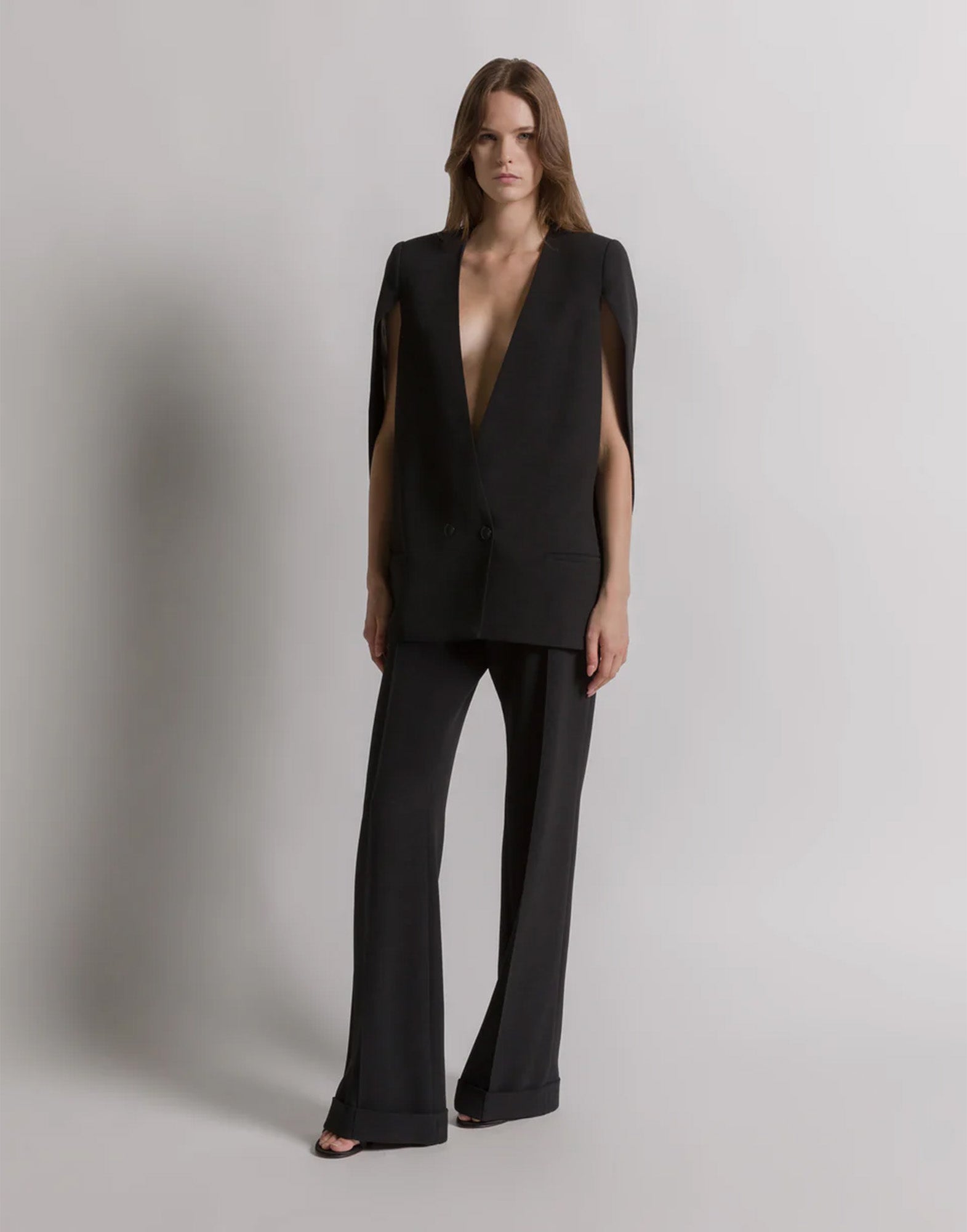 ALBERTA FERRETTI Giacca in Cady con Maniche a Mantella Nera