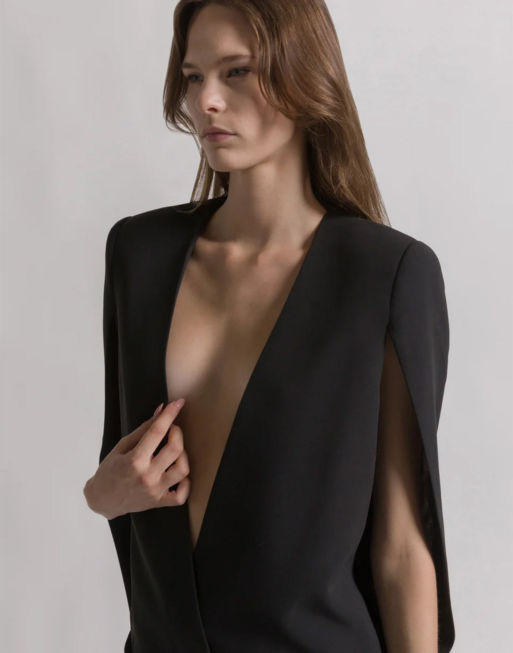 ALBERTA FERRETTI Giacca in Cady con Maniche a Mantella Nera