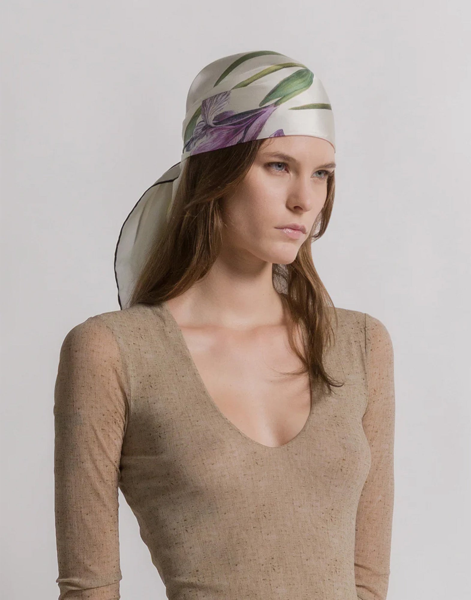 ALBERTA FERRETTI Foulard in Seta con Stampa a Cardo