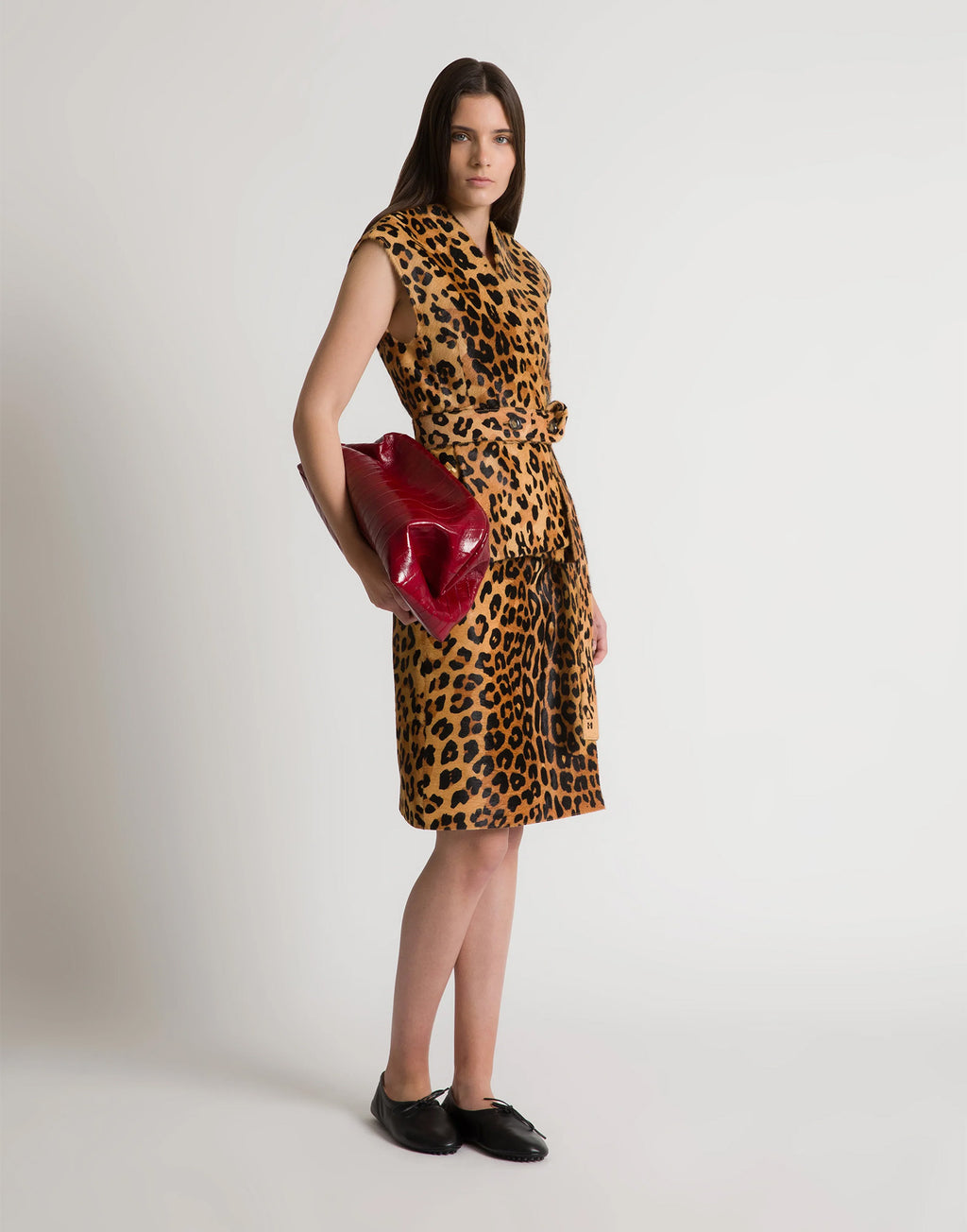 ALBERTA FERRETTI Gonna in Pelle Cavallino Stampa Leopardo