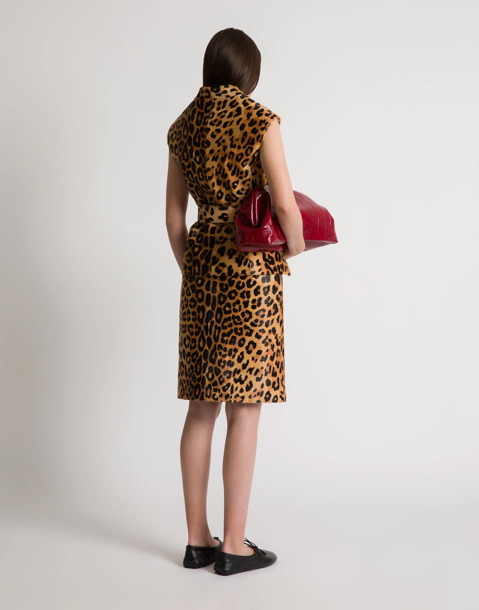 ALBERTA FERRETTI Gonna in Pelle Cavallino Stampa Leopardo