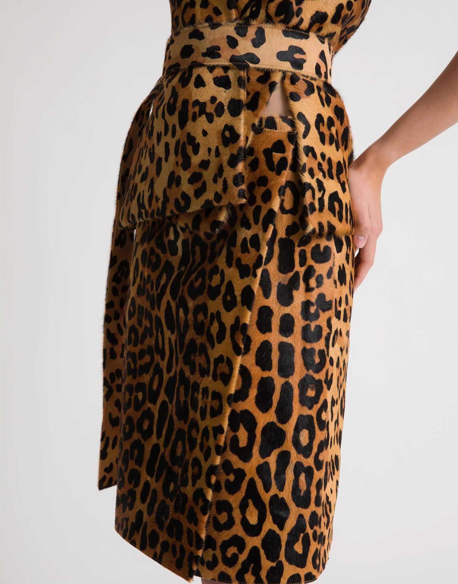 ALBERTA FERRETTI Gonna in Pelle Cavallino Stampa Leopardo
