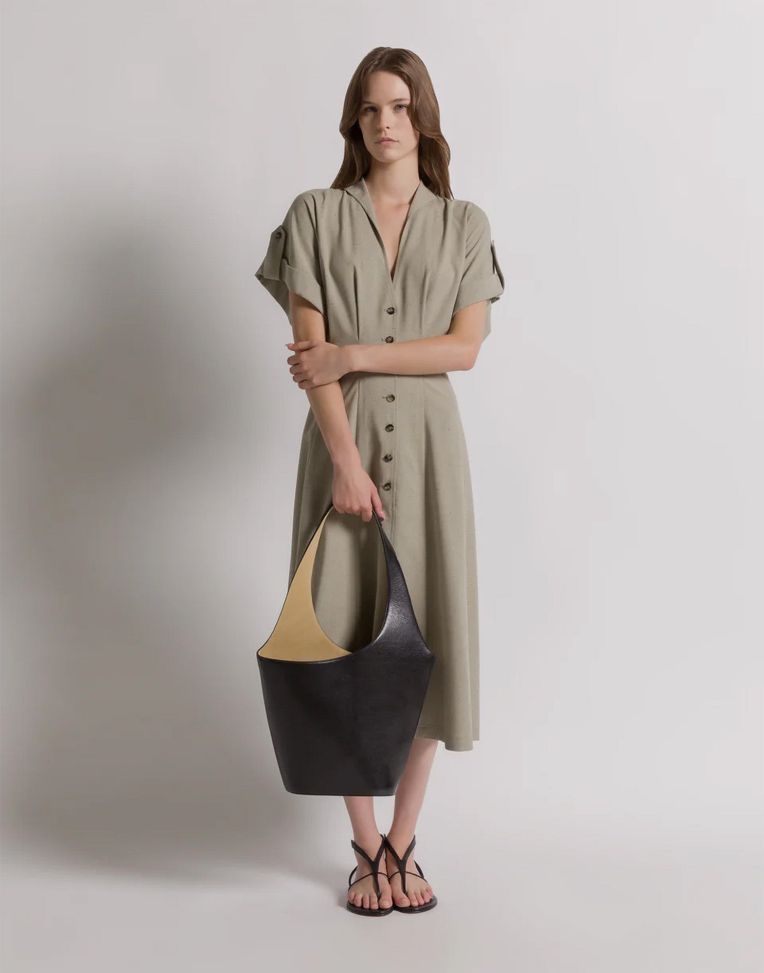 ALBERTA FERRETTI Borsa Scultorea in Pelle di Capra Nera