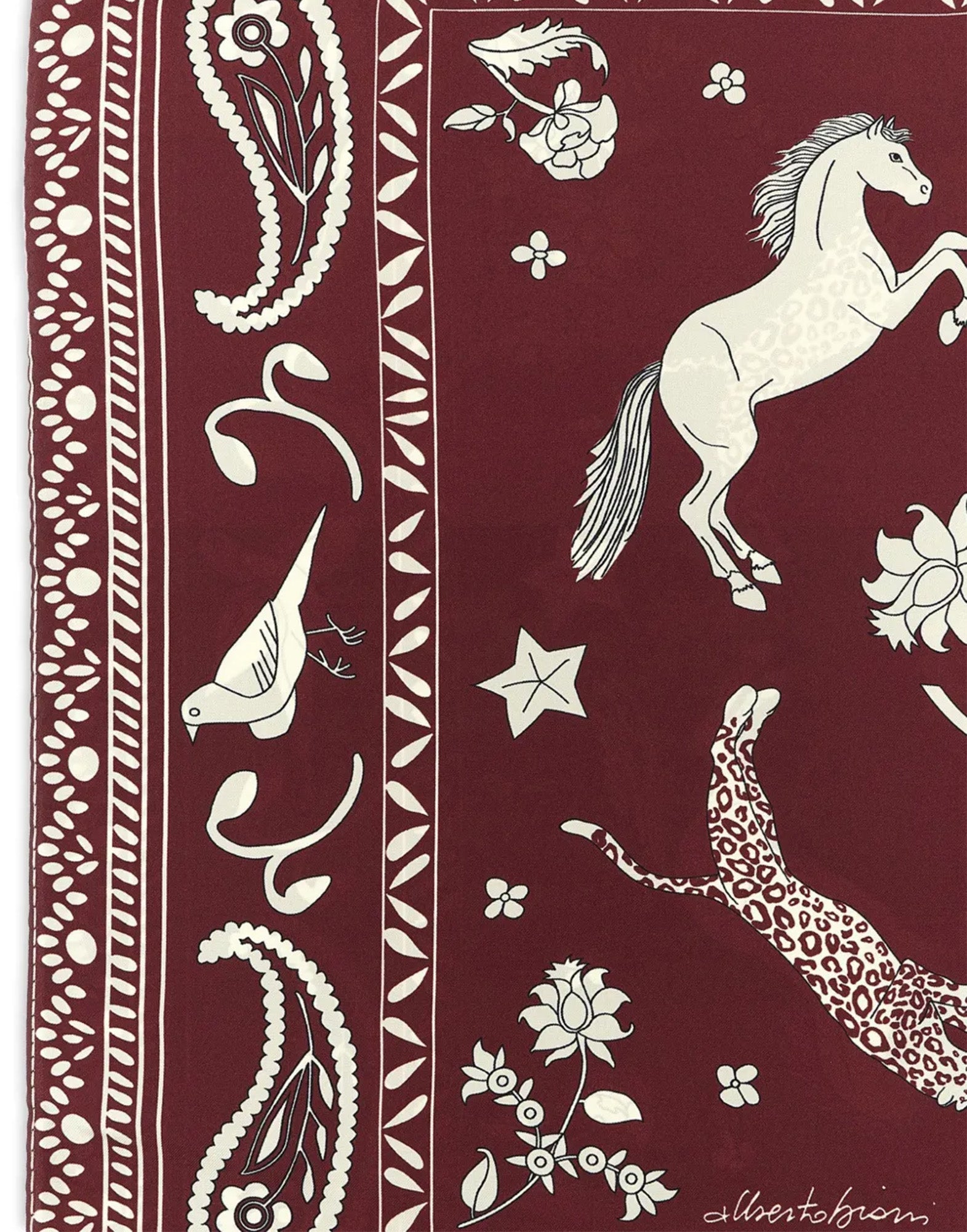 ALBERTO BIANI Foulard in Seta Stampata Bordeaux