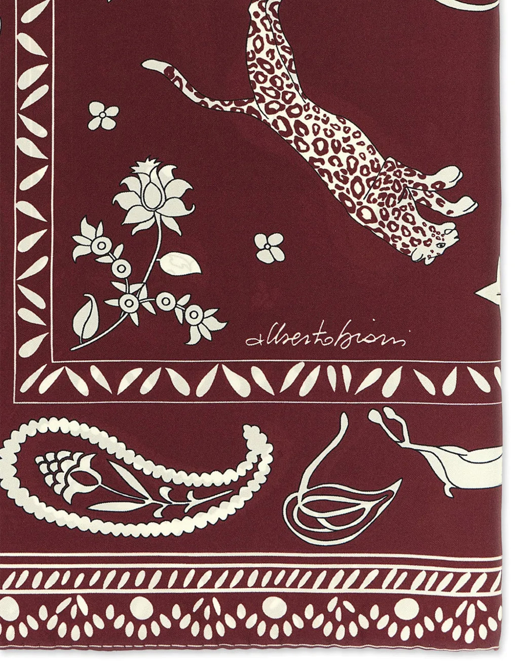 ALBERTO BIANI Foulard in Seta Stampata Bordeaux
