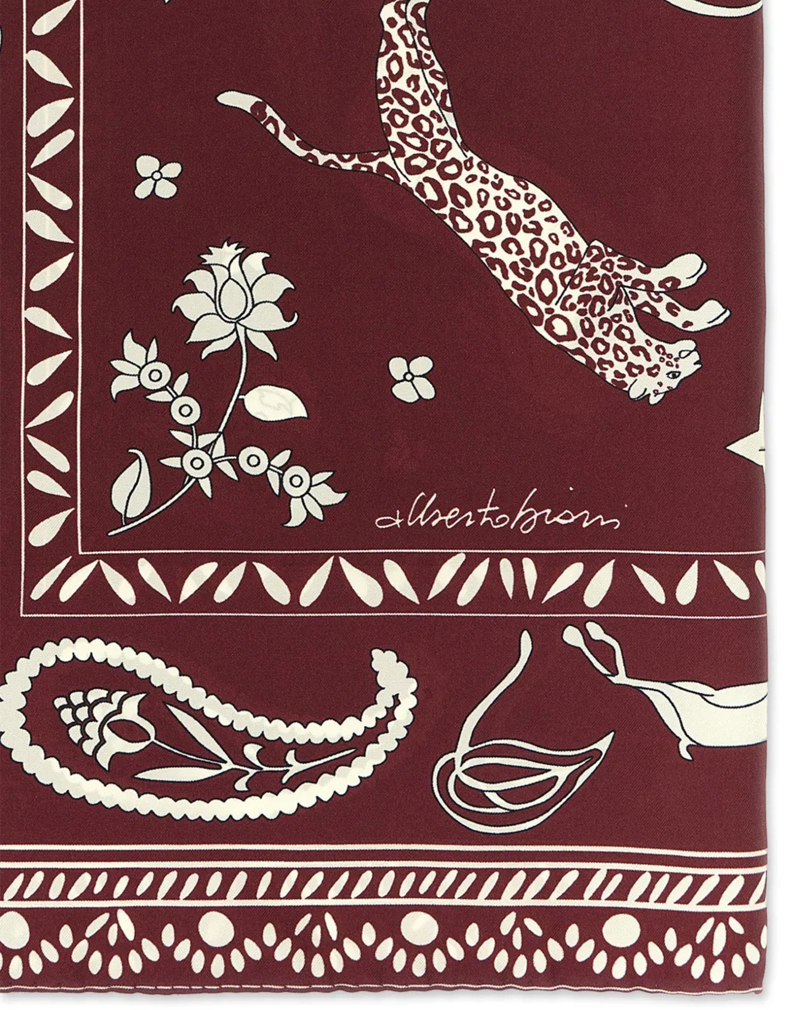 ALBERTO BIANI Foulard in Seta Stampata Bordeaux