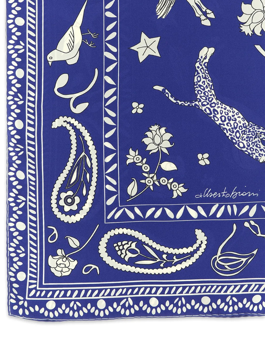 ALBERTO BIANI Foulard in Seta Stampata Blu