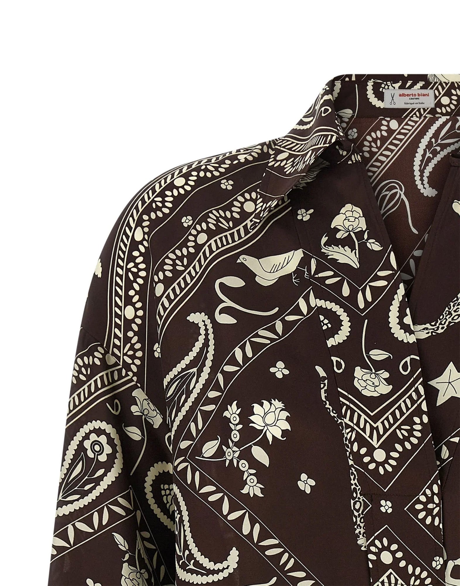 ALBERTO BIANI Camicia in Seta Stampa Paisley Ciocco