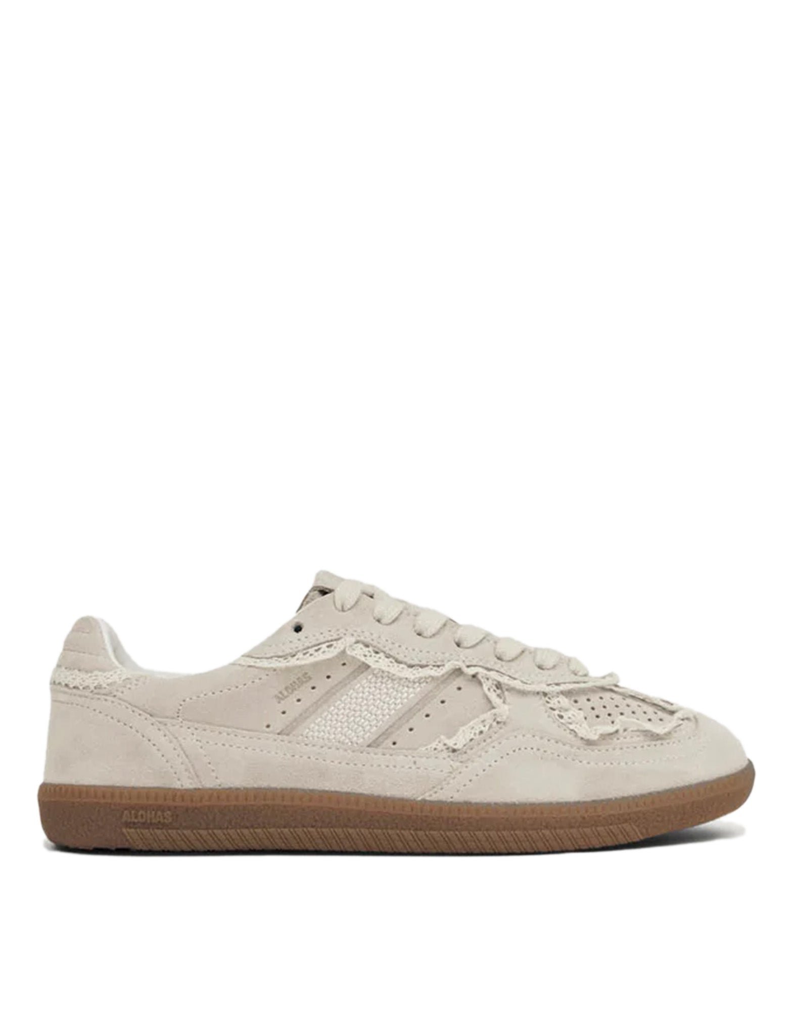 ALOHAS Sneakers Tb.490 in Pelle Crema con Dettagli Uncinetto
