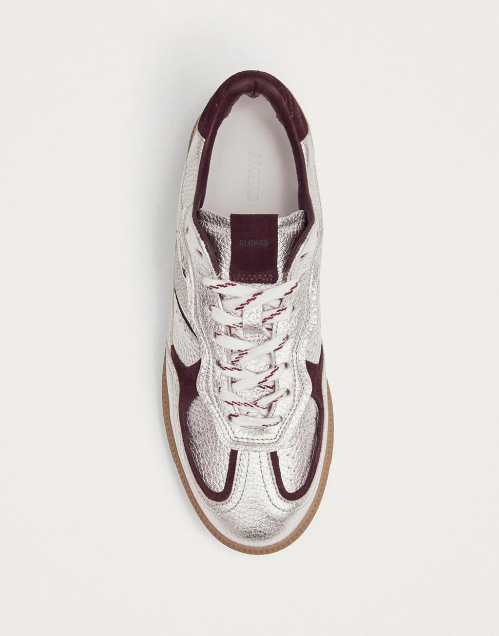 ALOHAS Sneakers TB.490 in Pelle Grain Shimmer Silver e Burgundy