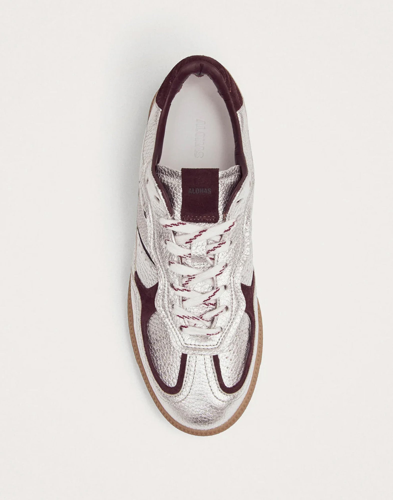 ALOHAS Sneakers TB.490 in Pelle Grain Shimmer Silver e Burgundy